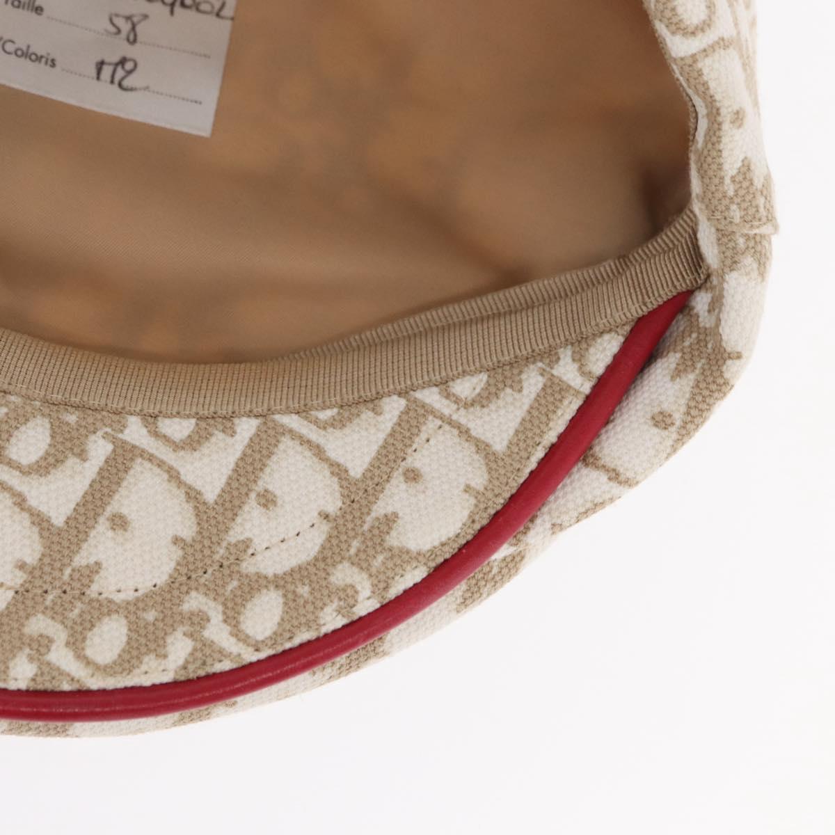 Christian Dior Trotter Canvas Cap Beige Auth mr1632V