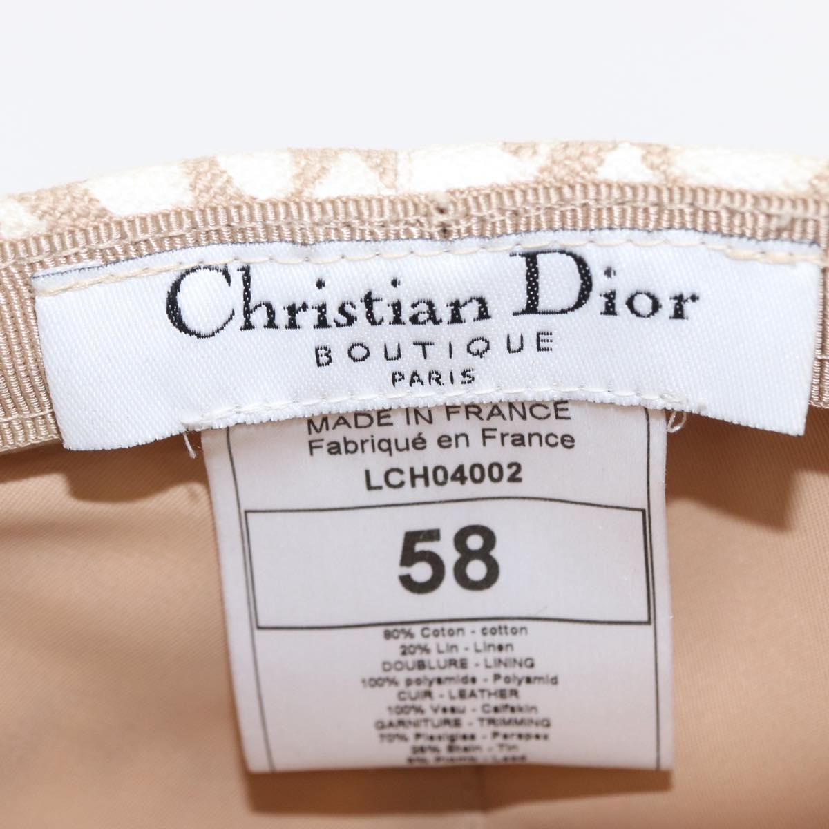 Christian Dior Trotter Canvas Cap Beige Auth mr1632V
