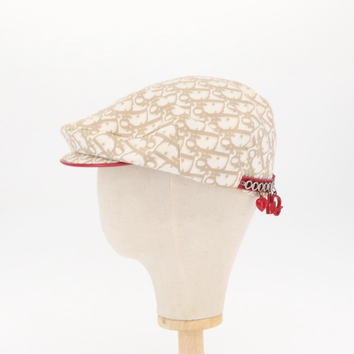 Christian Dior Trotter Canvas Cap Beige Auth mr1632V