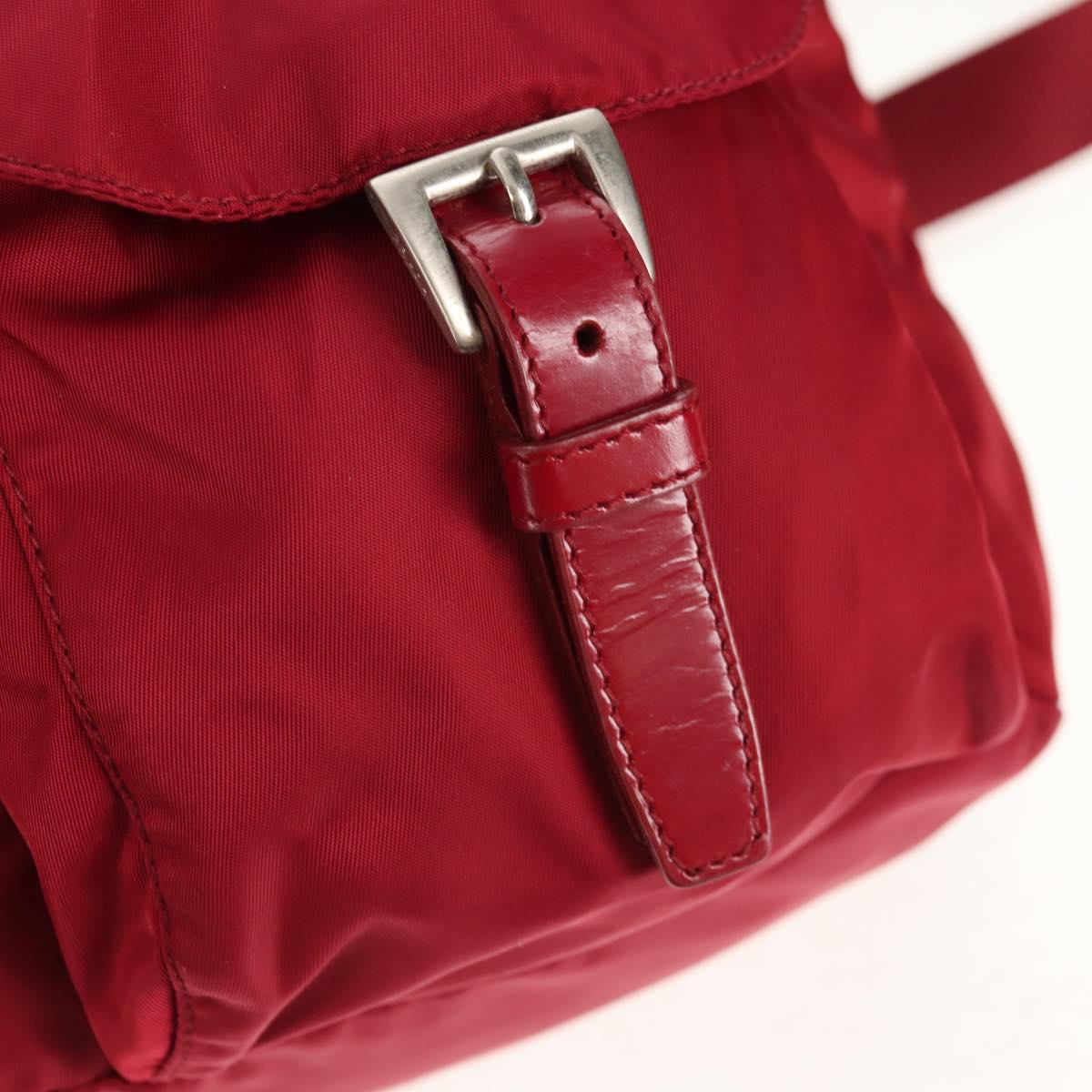PRADA Backpack Nylon Red Silver Auth mr1633V