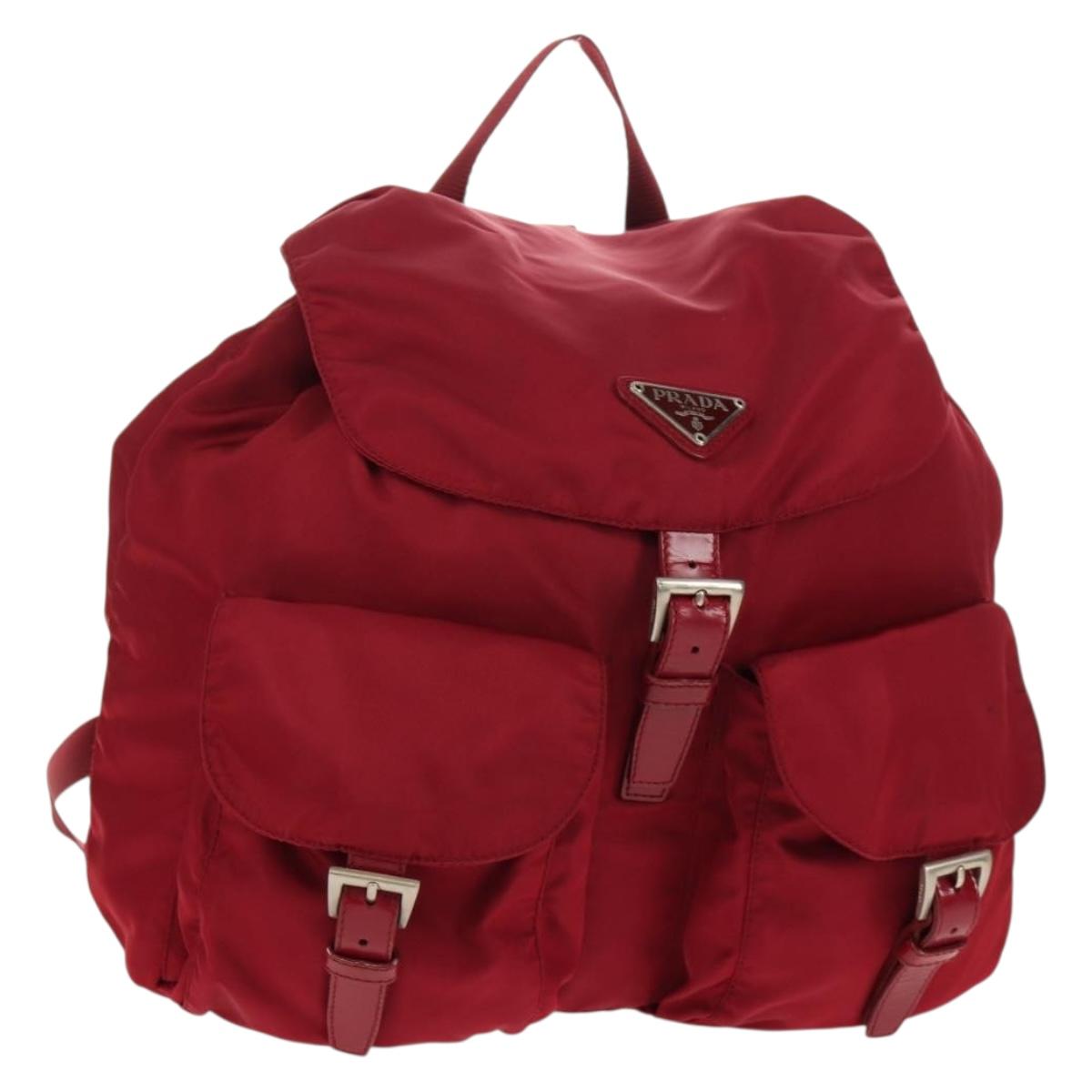 PRADA Backpack Nylon Red Silver Auth mr1633V
