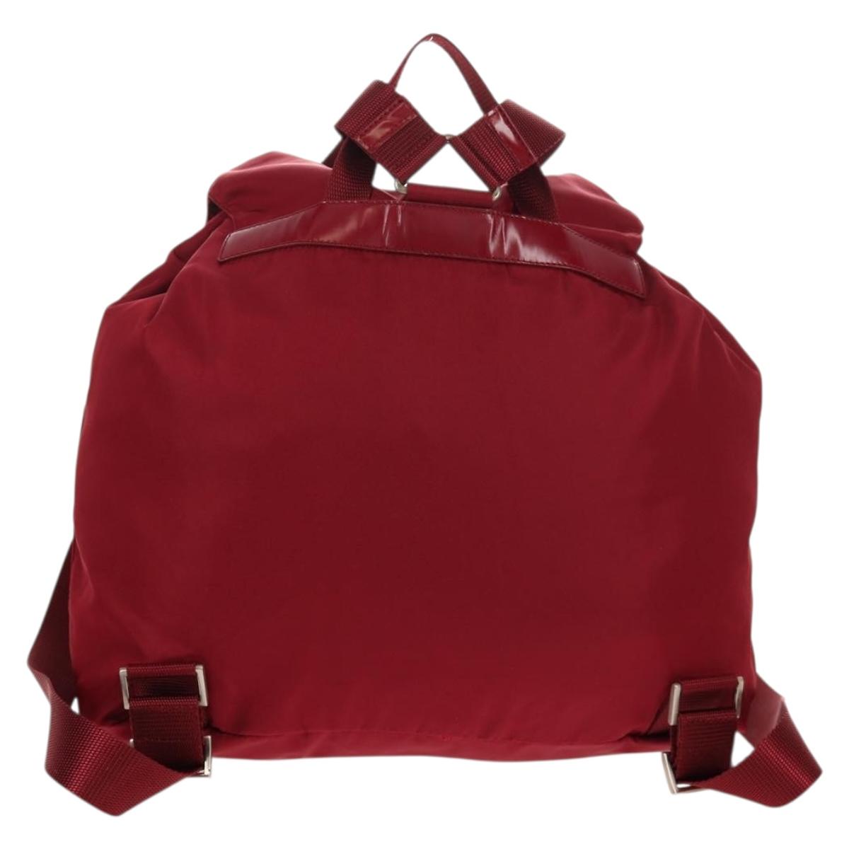PRADA Backpack Nylon Red Silver Auth mr1633V