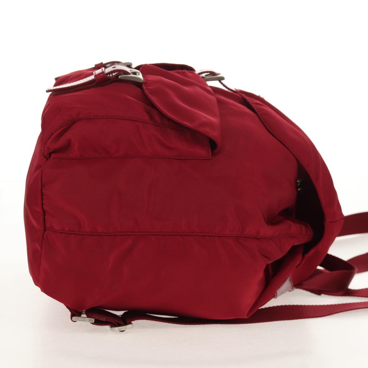 PRADA Backpack Nylon Red Silver Auth mr1633V