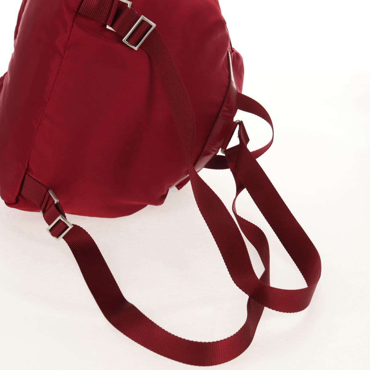 PRADA Backpack Nylon Red Silver Auth mr1633V