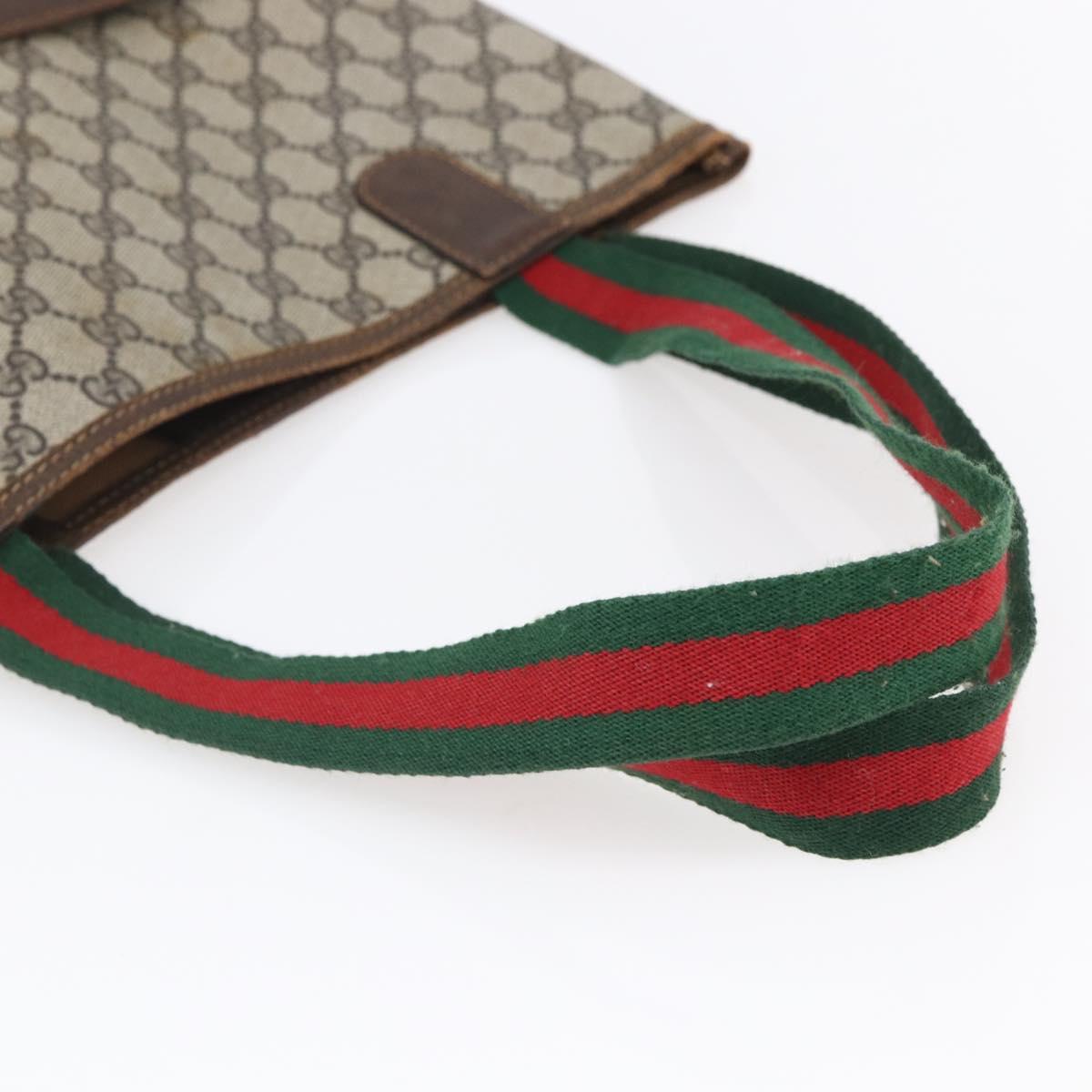 GUCCI GG Supreme Web Sherry Line Tote Bag PVC Beige Auth mr1634