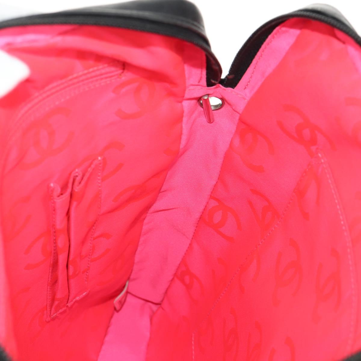 CHANEL Cambon Line Shoulder Bag Leather Black Silver CC Auth mr1637A