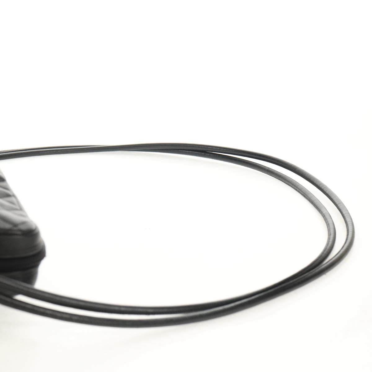 CHANEL Cambon Line Shoulder Bag Leather Black Silver CC Auth mr1637A