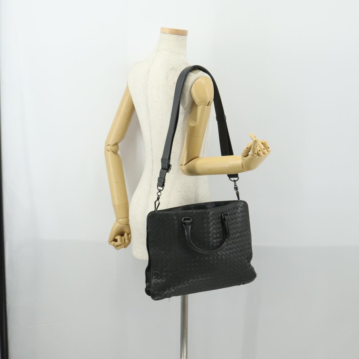 BOTTEGA VENETA INTRECCIATO Hand Bag Leather 2way Gray Auth mr1639