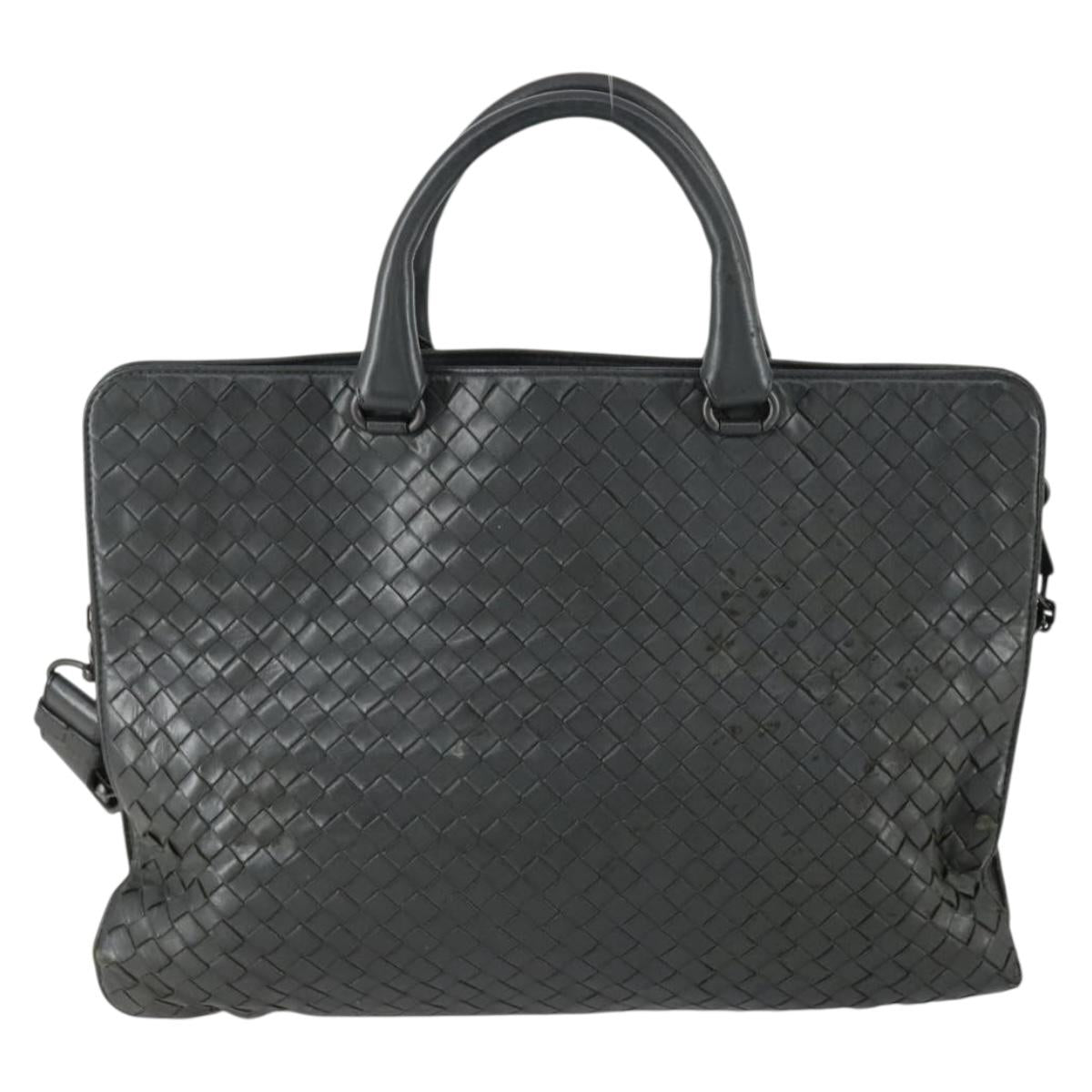 BOTTEGA VENETA INTRECCIATO Hand Bag Leather 2way Gray Auth mr1639