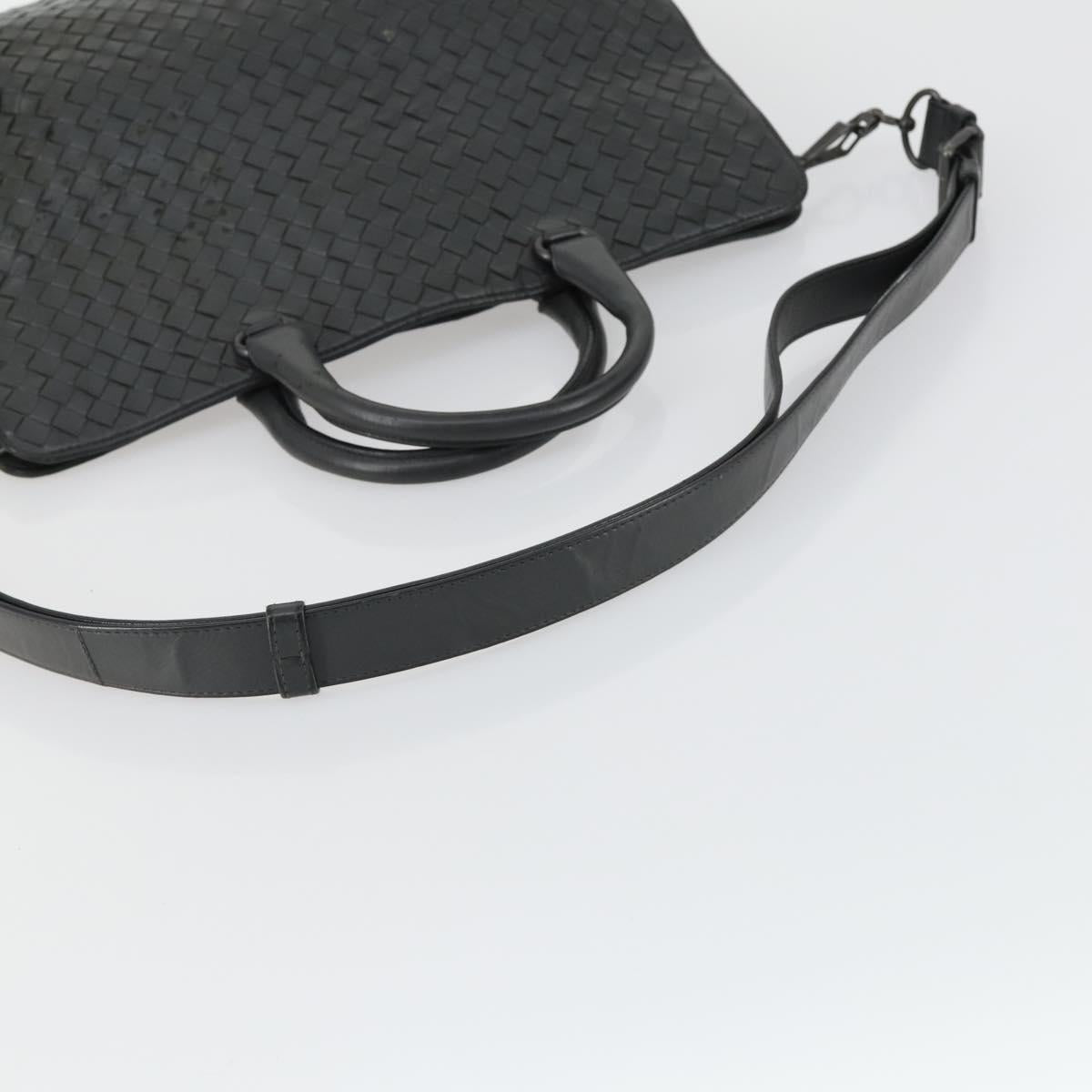BOTTEGA VENETA INTRECCIATO Hand Bag Leather 2way Gray Auth mr1639