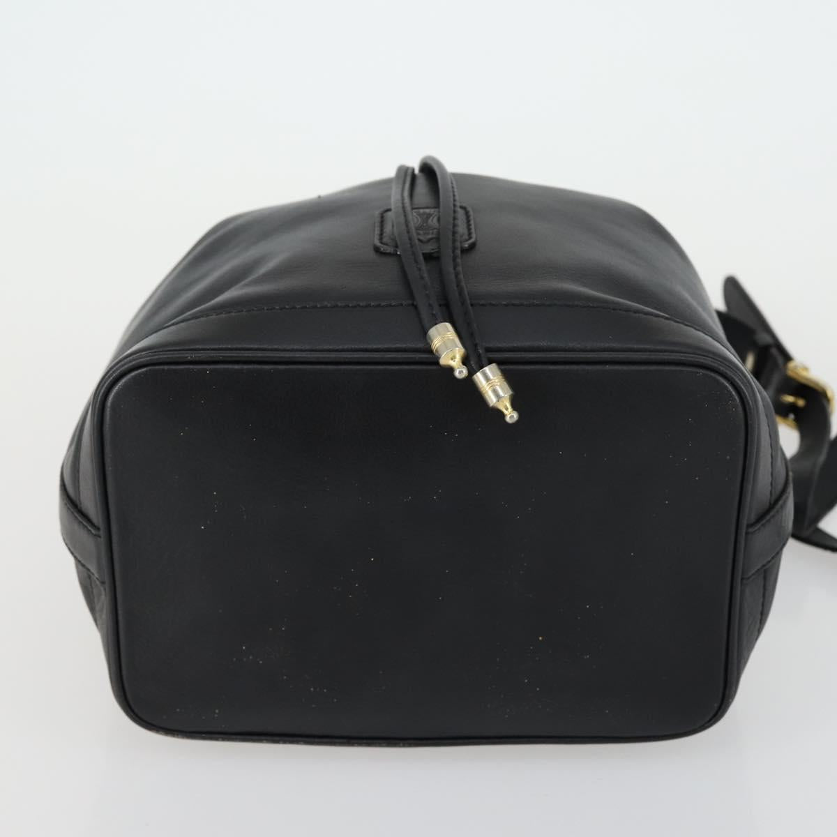 CELINE Shoulder Bag Leather Black Gold Auth mr1642