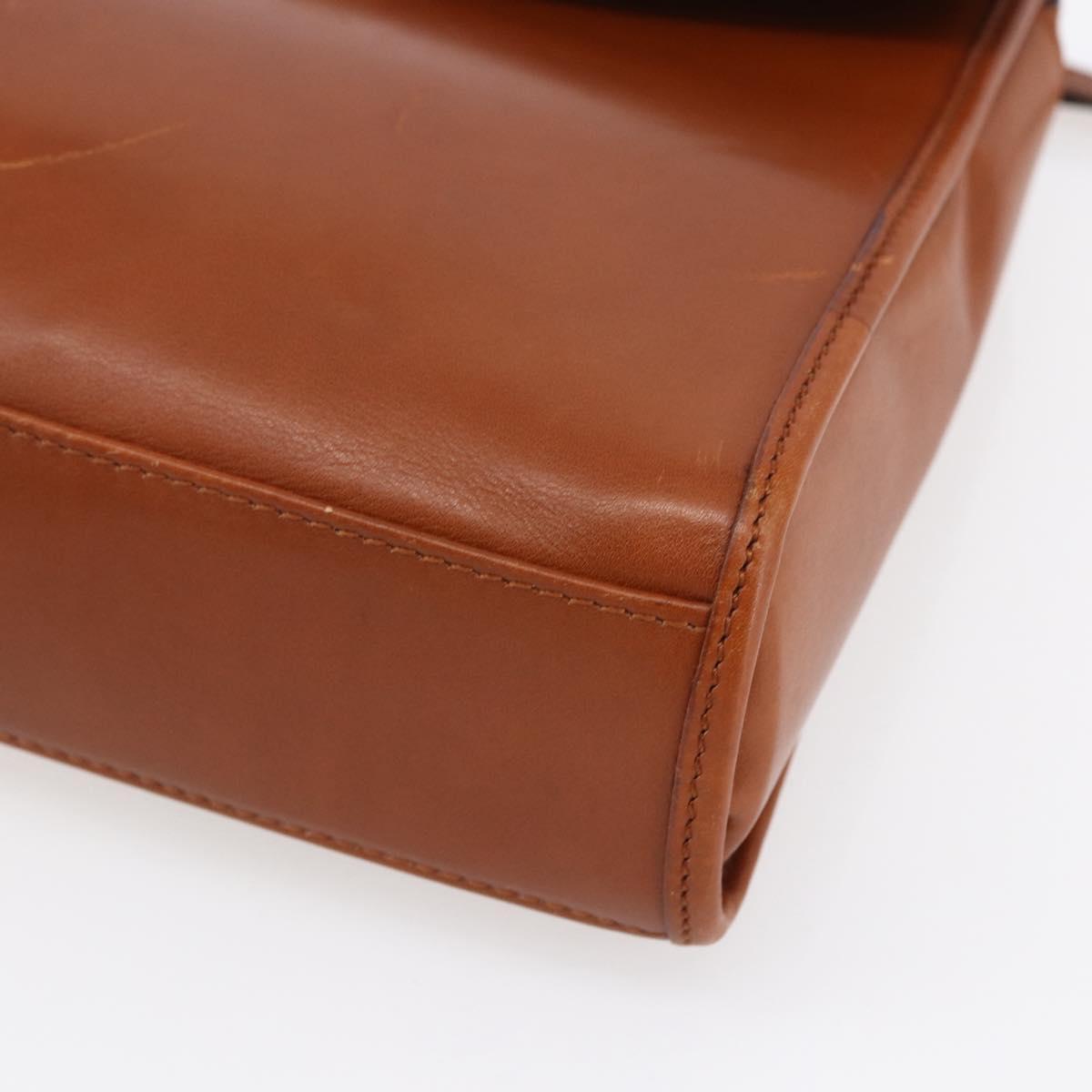 CELINE Hand Bag Leather 2way Brown gold Auth mr1643