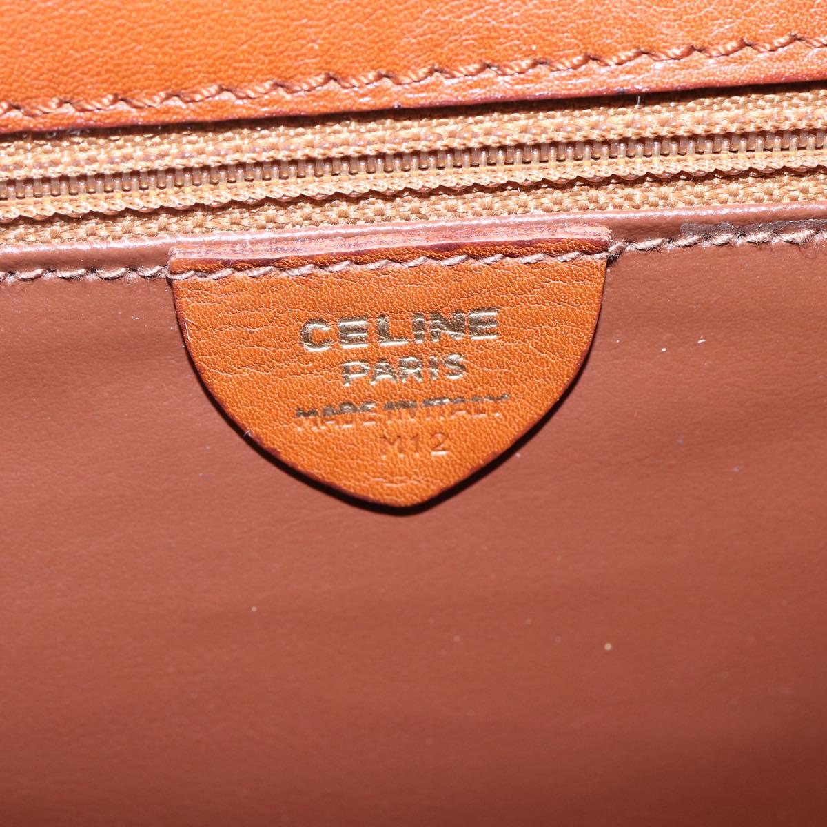 CELINE Hand Bag Leather 2way Brown gold Auth mr1643