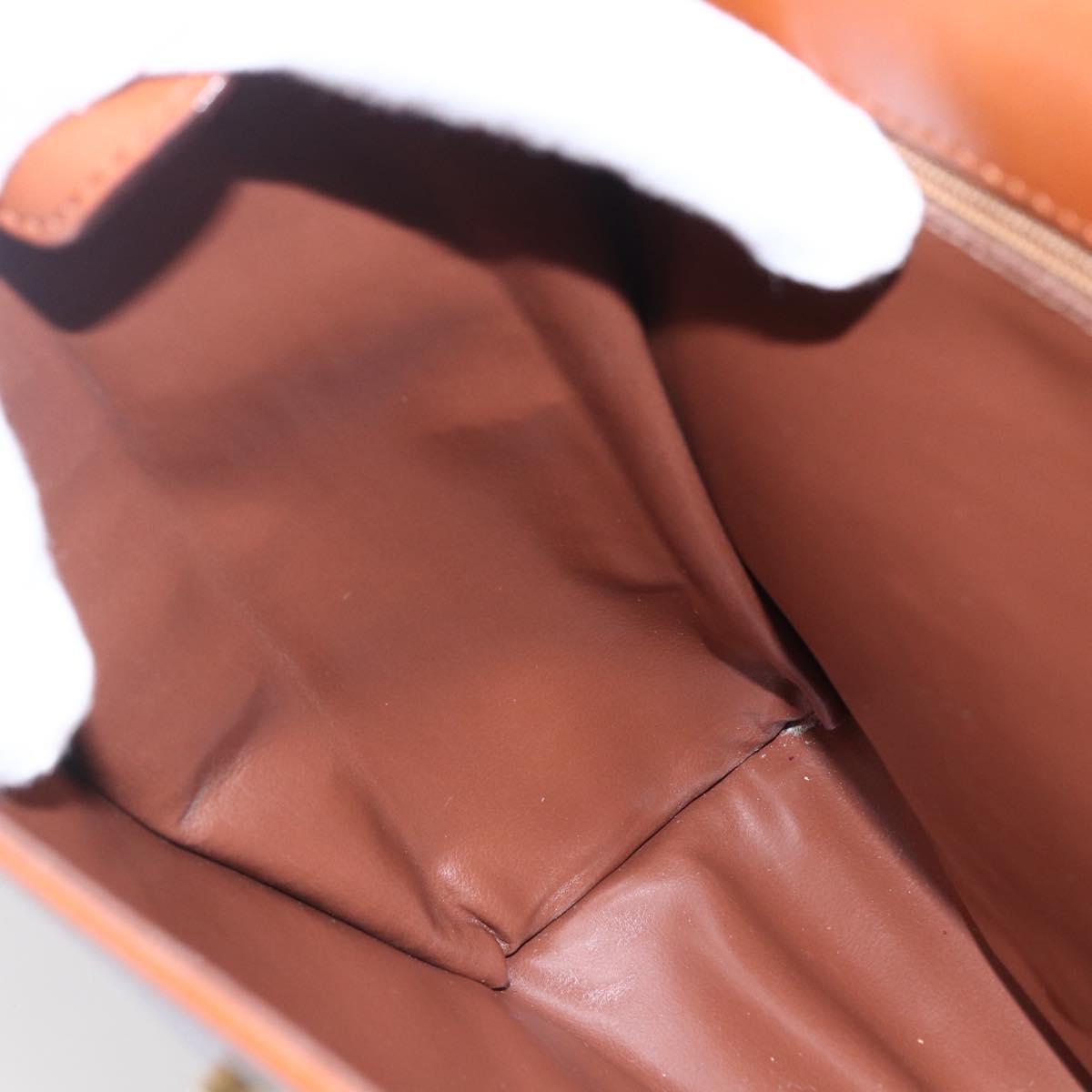 CELINE Hand Bag Leather 2way Brown gold Auth mr1643