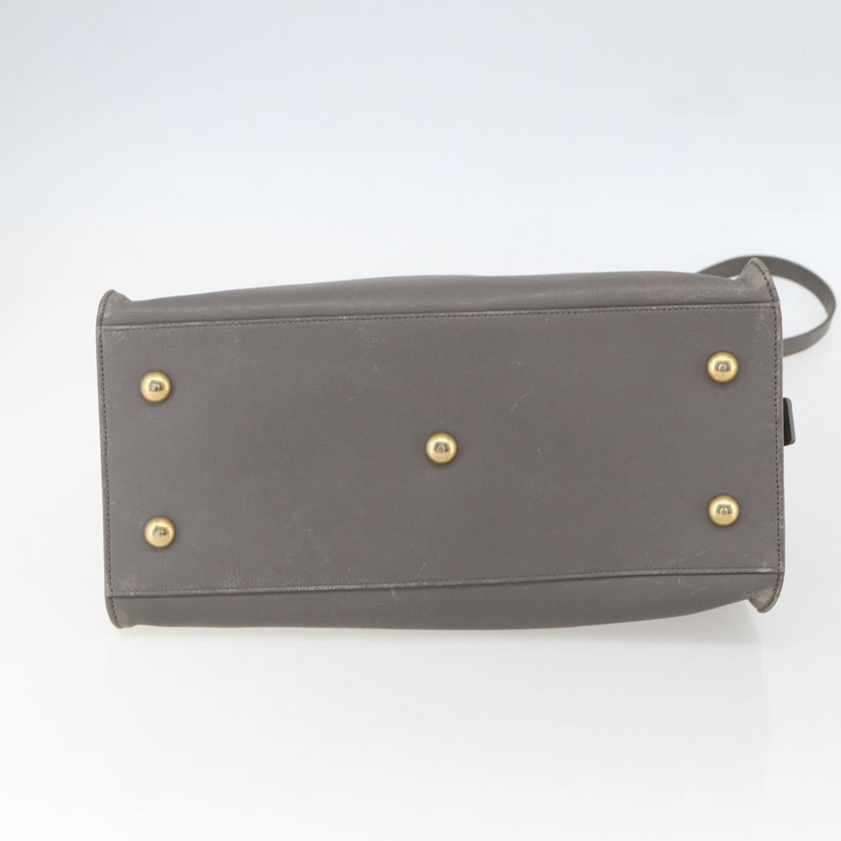 SAINT LAURENT Petit Cabas Hand Bag Leather 2way Gray Gold Auth mr1644