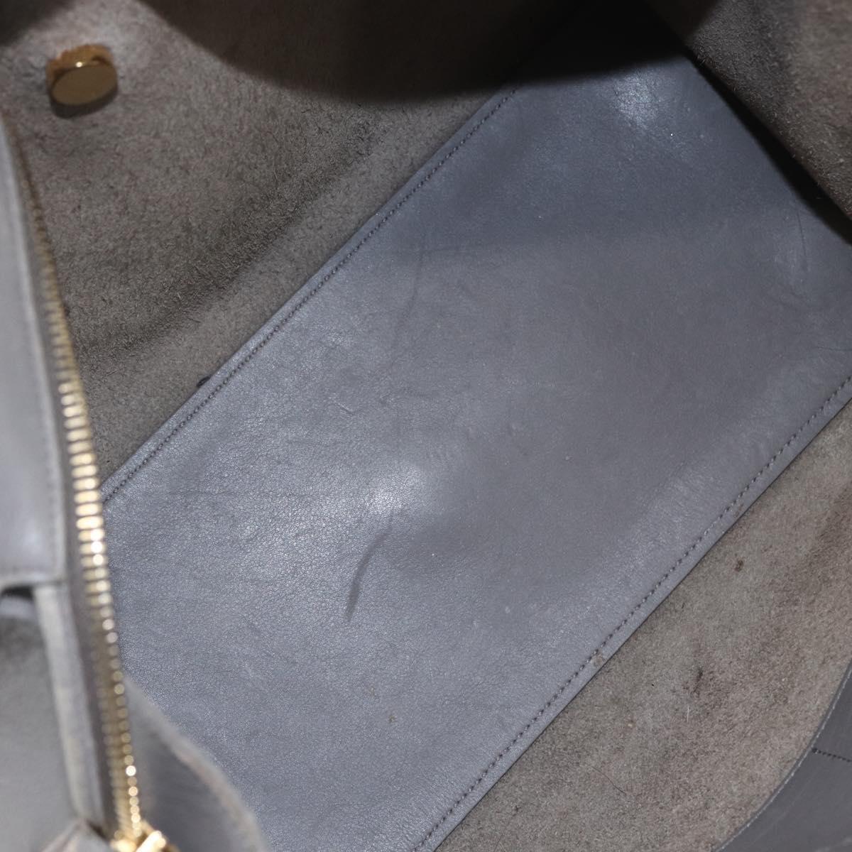 SAINT LAURENT Petit Cabas Hand Bag Leather 2way Gray Gold Auth mr1644