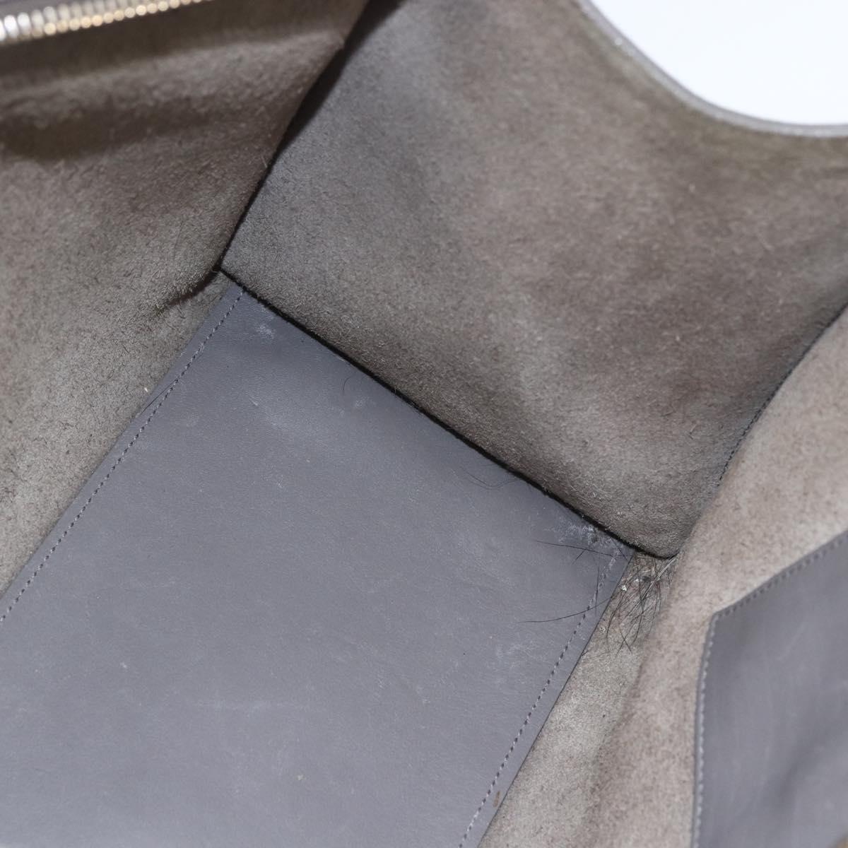 SAINT LAURENT Petit Cabas Hand Bag Leather 2way Gray Gold Auth mr1644