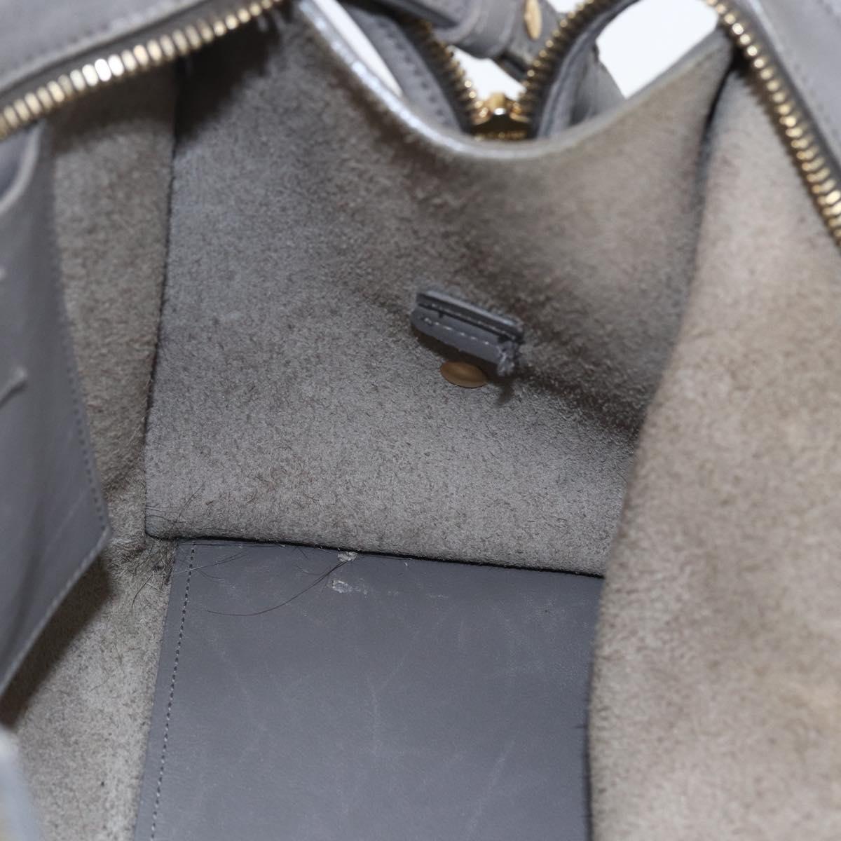 SAINT LAURENT Petit Cabas Hand Bag Leather 2way Gray Gold Auth mr1644