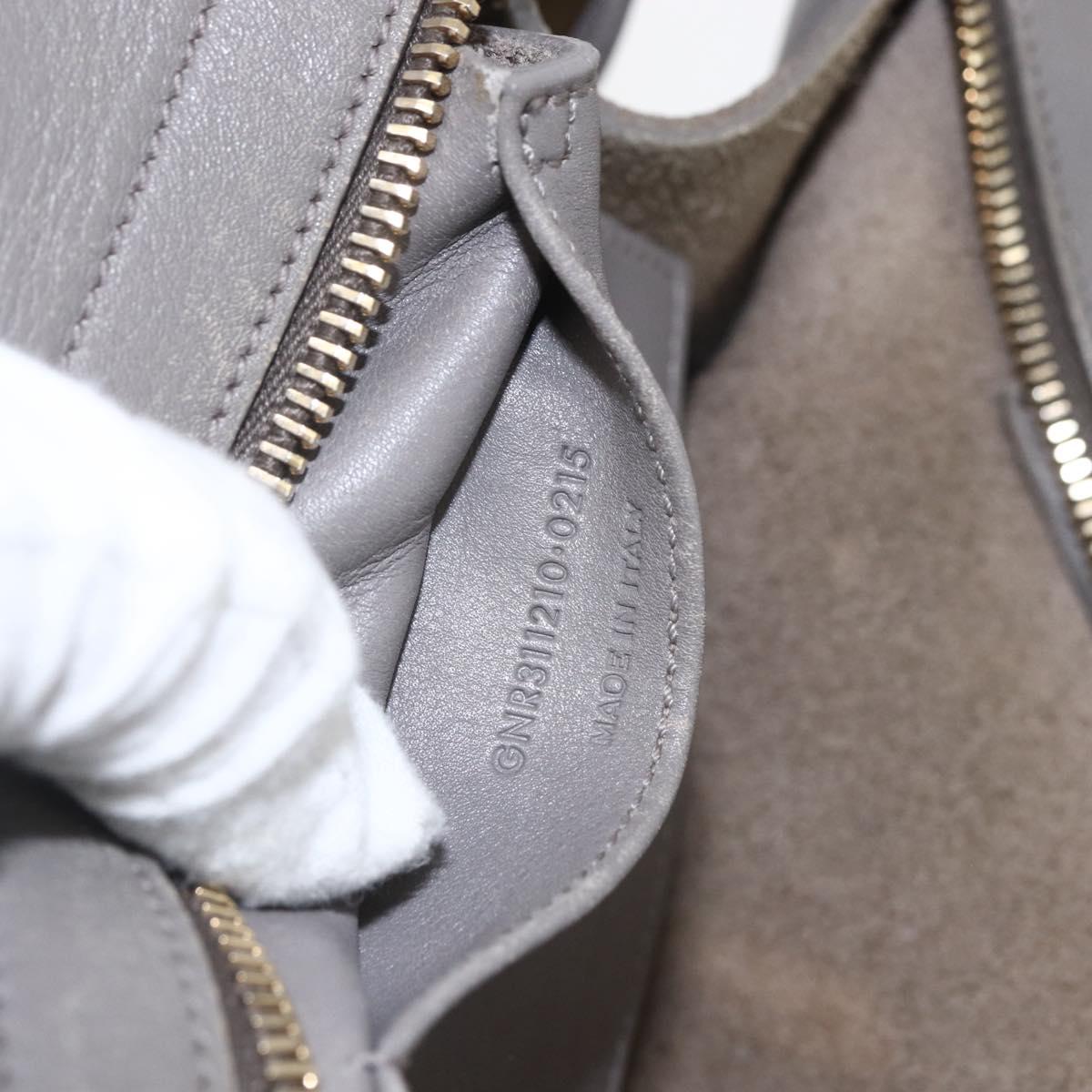 SAINT LAURENT Petit Cabas Hand Bag Leather 2way Gray Gold Auth mr1644