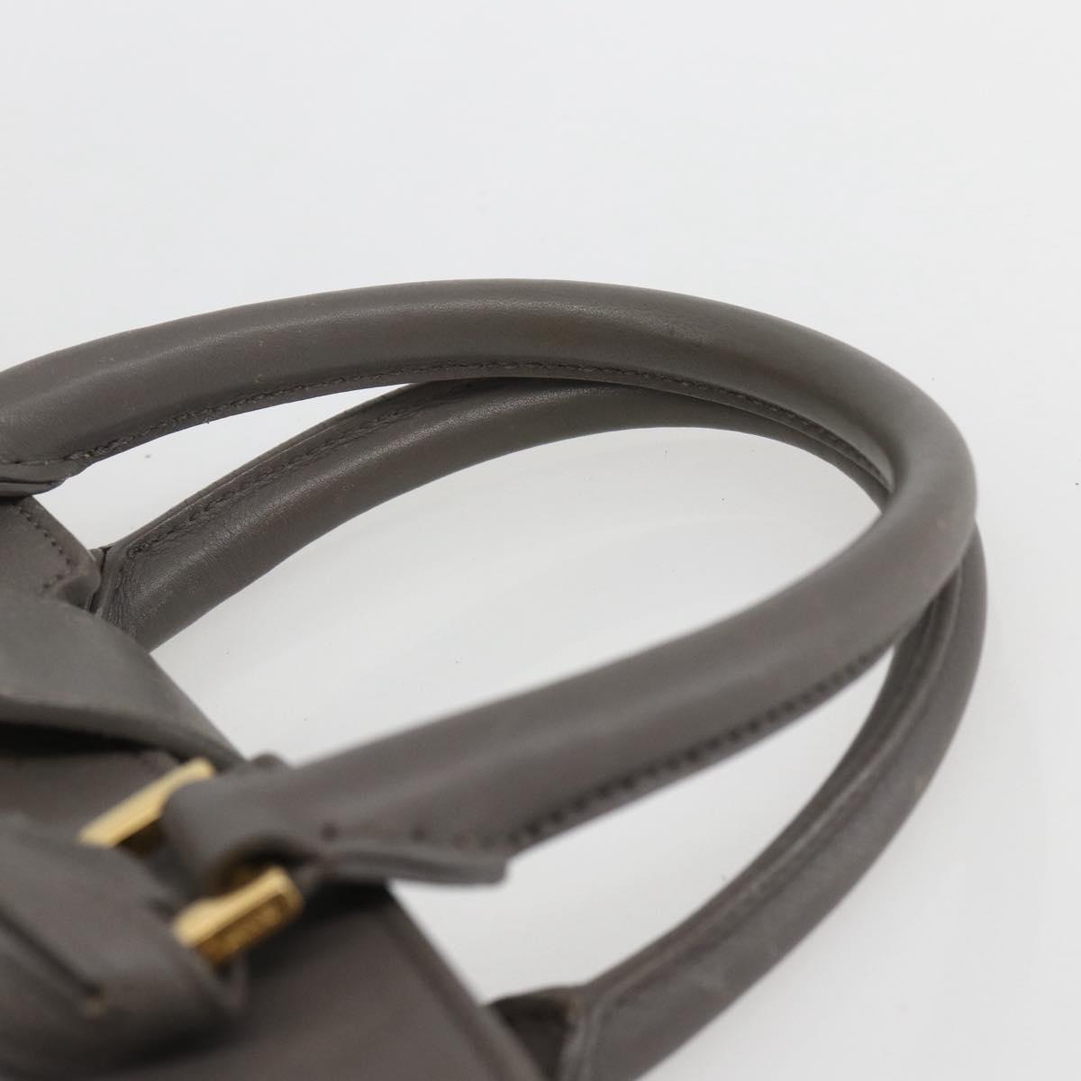 SAINT LAURENT Petit Cabas Hand Bag Leather 2way Gray Gold Auth mr1644