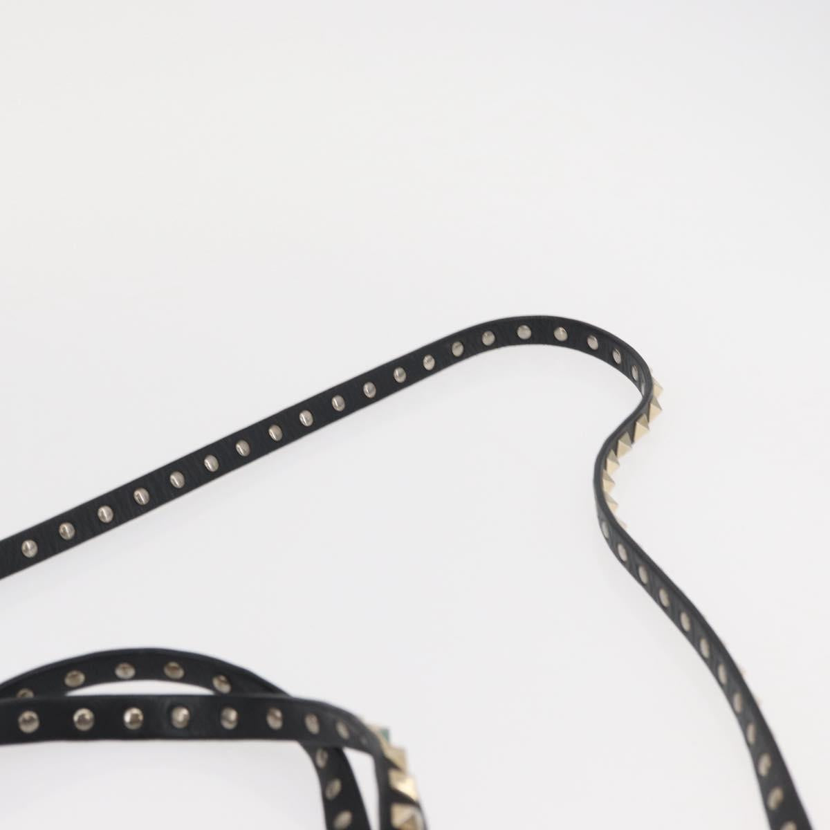 VALENTINO Studs Tote Bag Leather 2way Black Gold Silver Auth mr1645