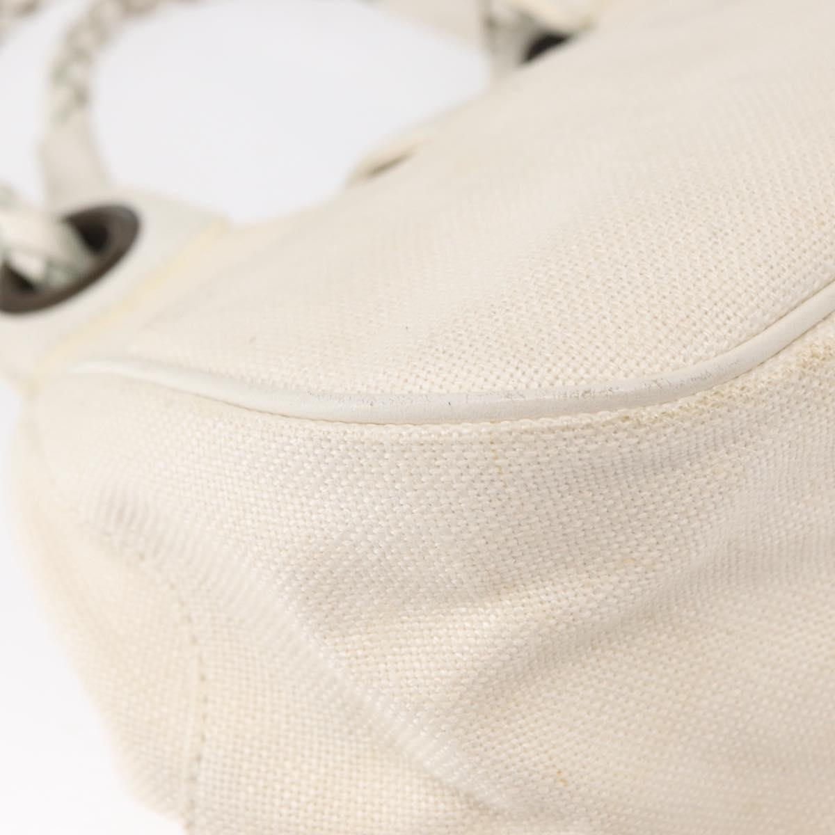 Chloe Hand Bag Canvas Leather White Auth mr1648