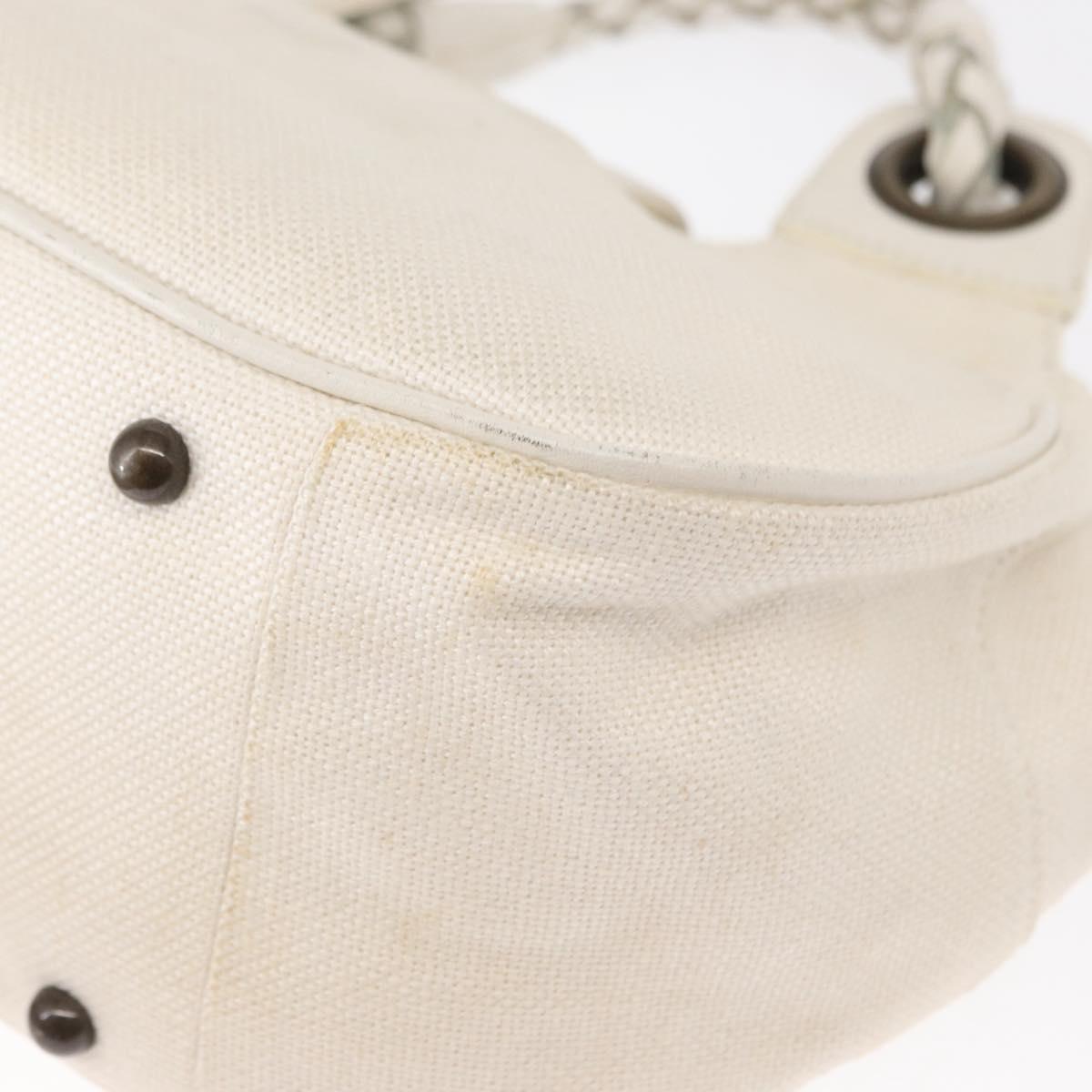 Chloe Hand Bag Canvas Leather White Auth mr1648