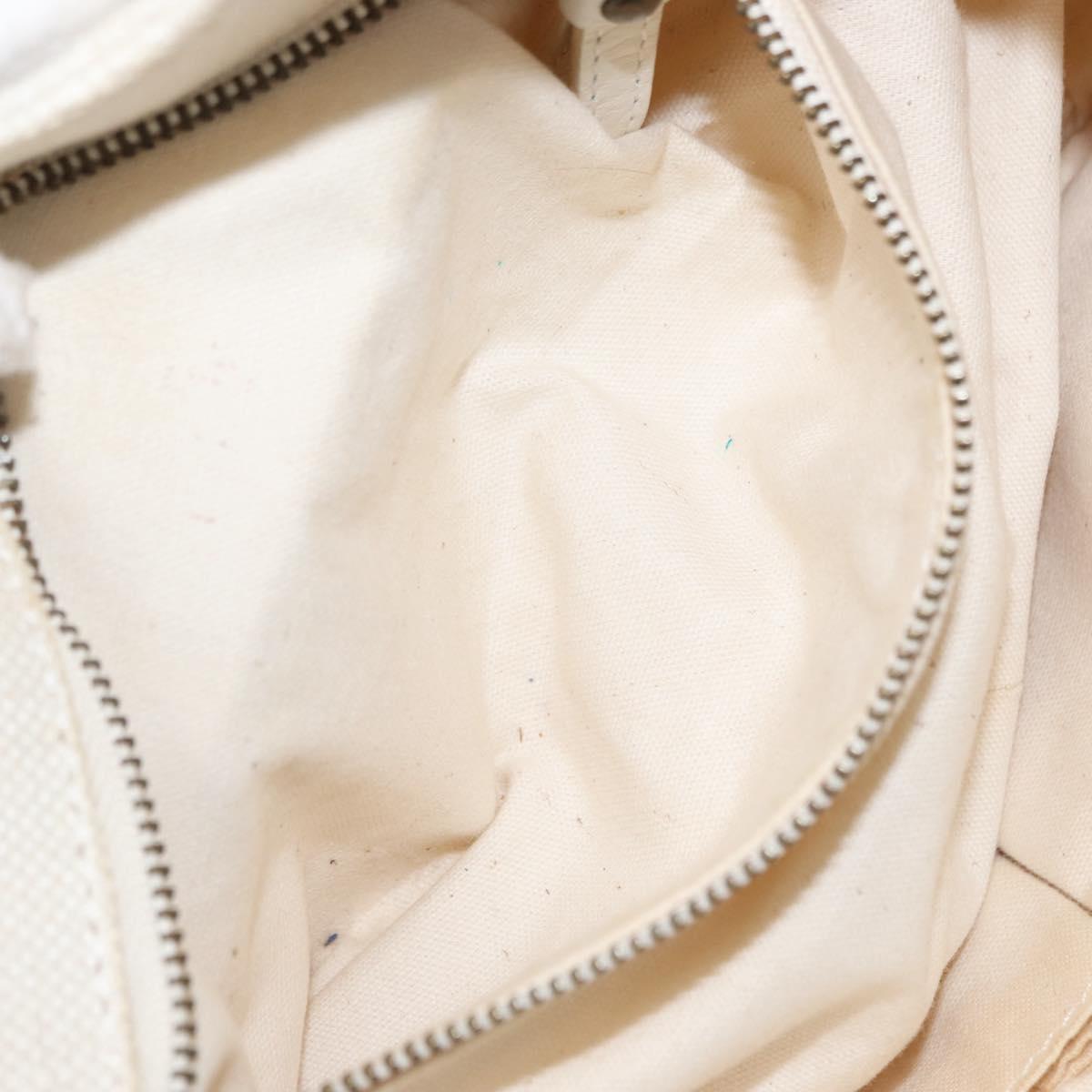 Chloe Hand Bag Canvas Leather White Auth mr1648