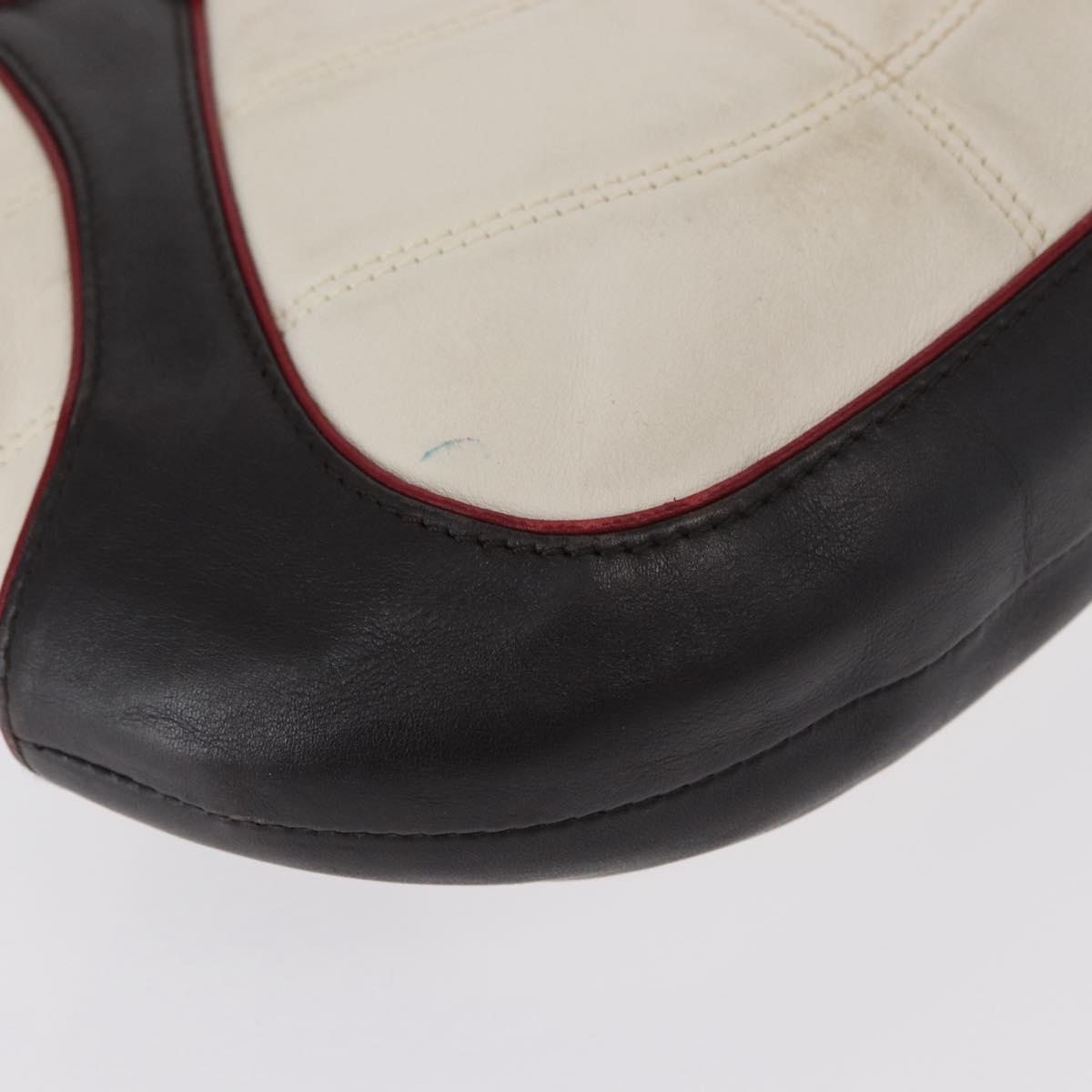 CELINE World Cup 2002 Shoulder Bag Leather White Black Silver Auth mr1649