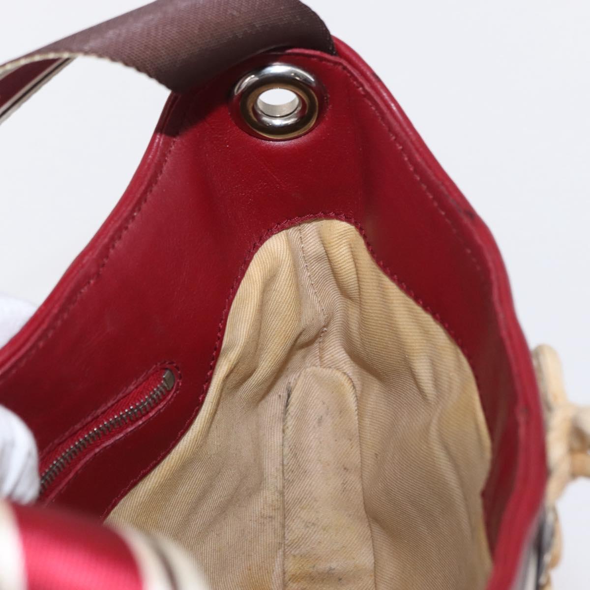 CELINE World Cup 2002 Shoulder Bag Leather White Black Silver Auth mr1649