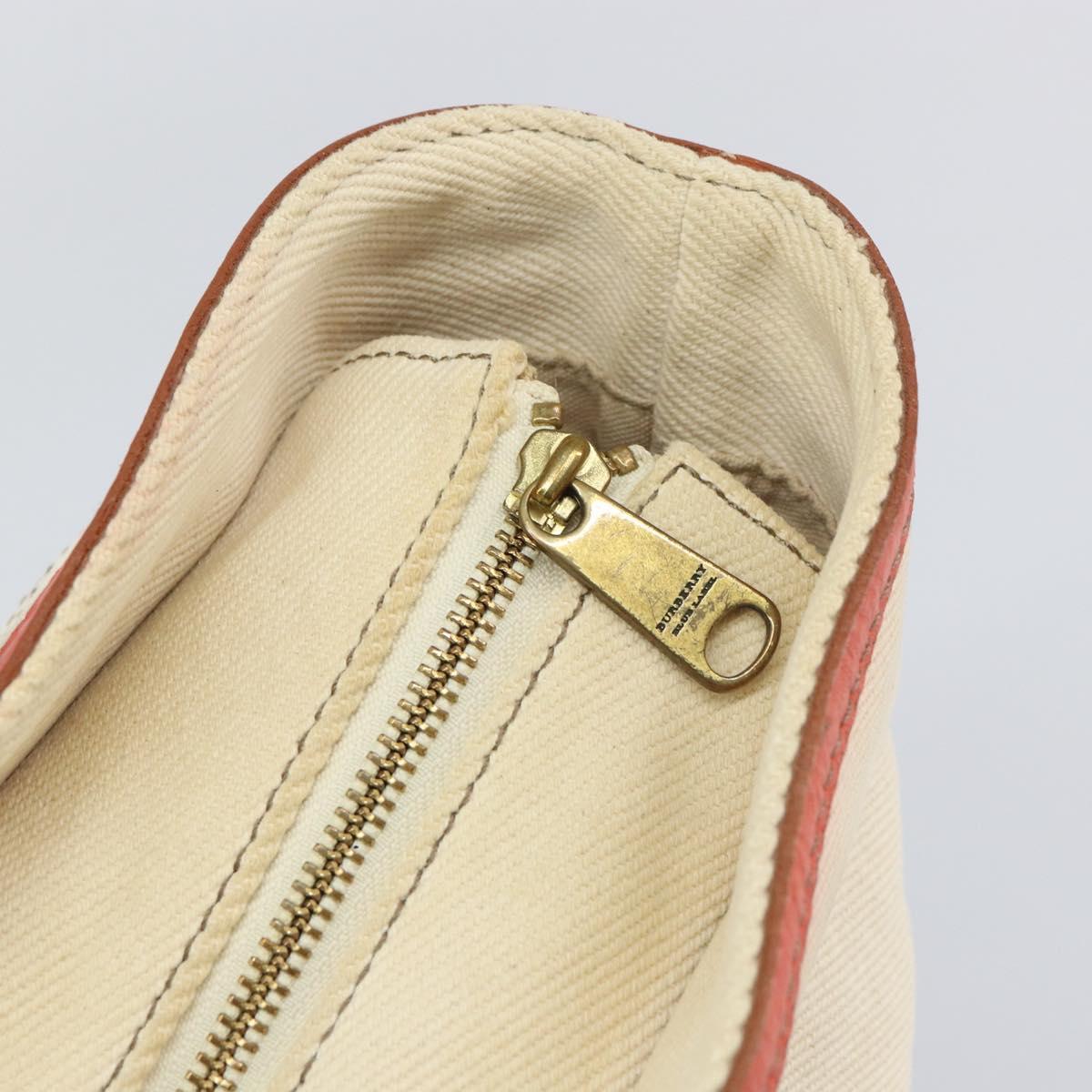 BURBERRY Blue Label Hand Bag Canvas Leather Beige Orange Auth mr1650