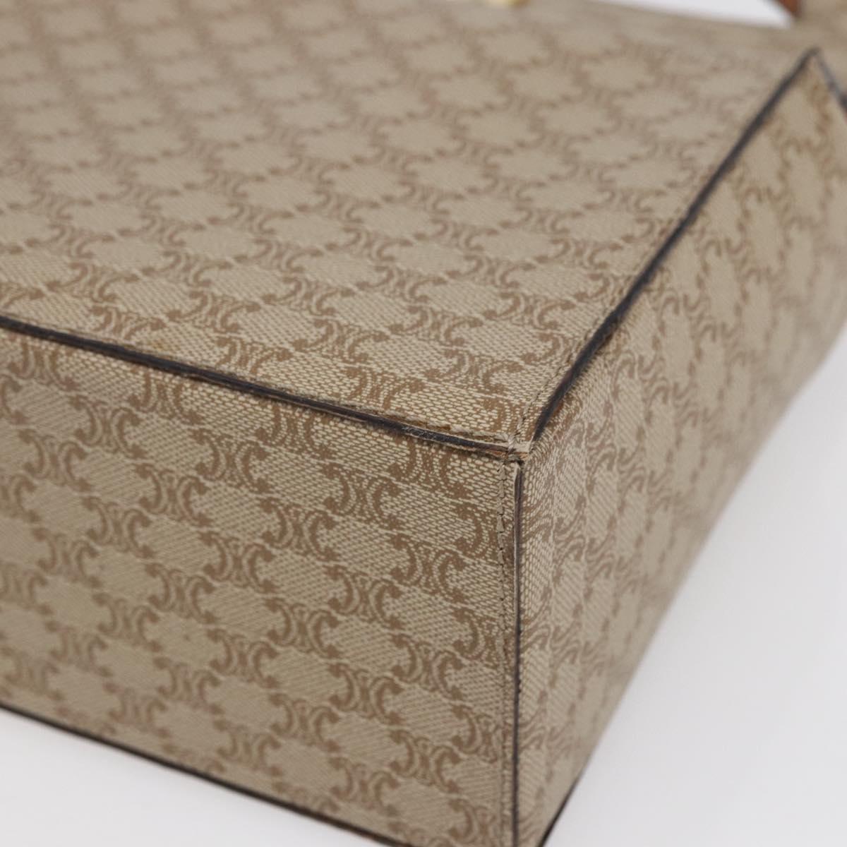 CELINE Macadam Canvas Hand Bag PVC Beige Gold Auth mr1651