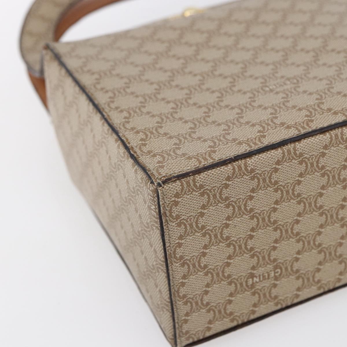 CELINE Macadam Canvas Hand Bag PVC Beige Gold Auth mr1651