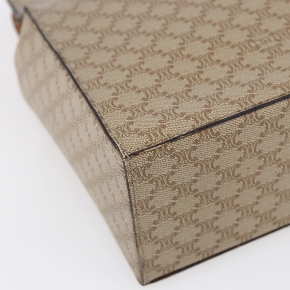 CELINE Macadam Canvas Hand Bag PVC Beige Gold Auth mr1651