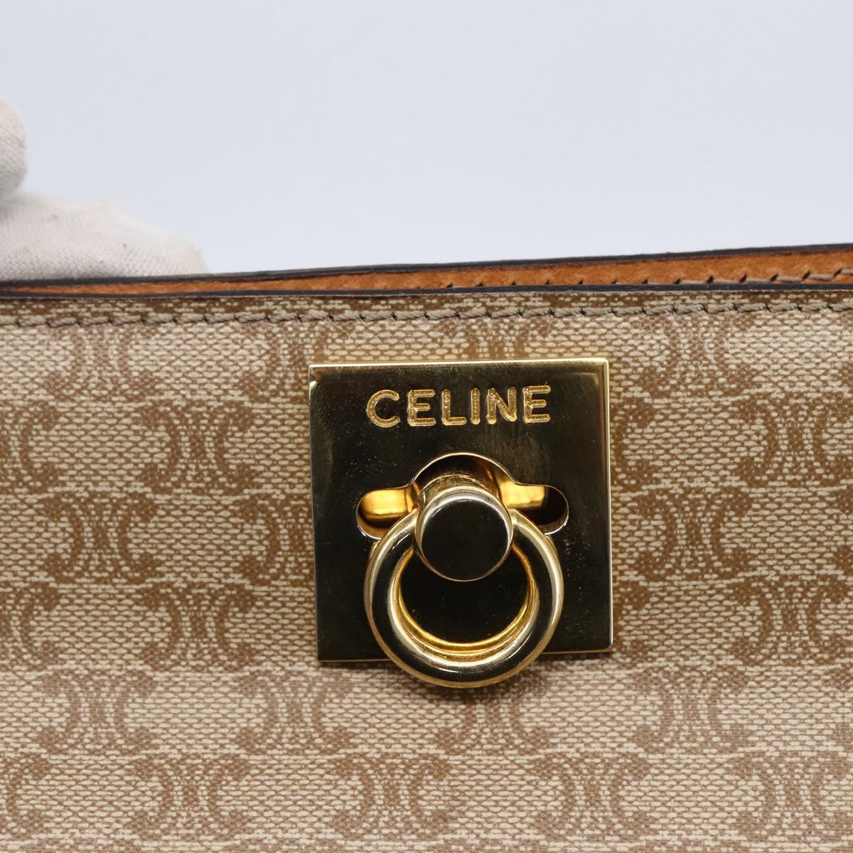 CELINE Macadam Canvas Hand Bag PVC Beige Gold Auth mr1651