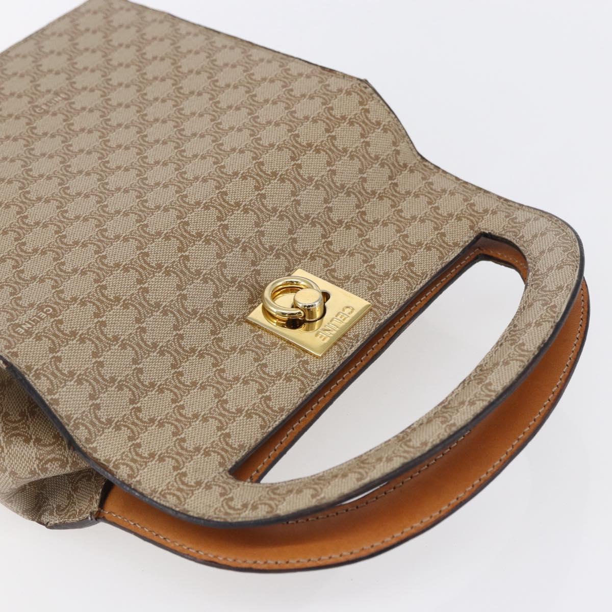 CELINE Macadam Canvas Hand Bag PVC Beige Gold Auth mr1651
