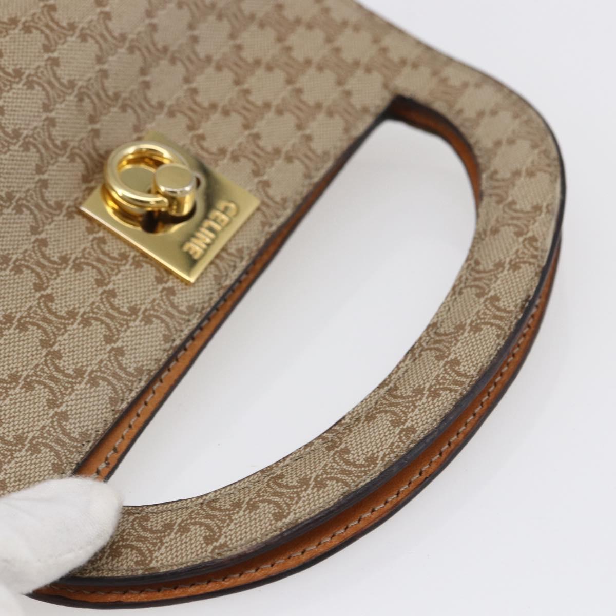CELINE Macadam Canvas Hand Bag PVC Beige Gold Auth mr1651