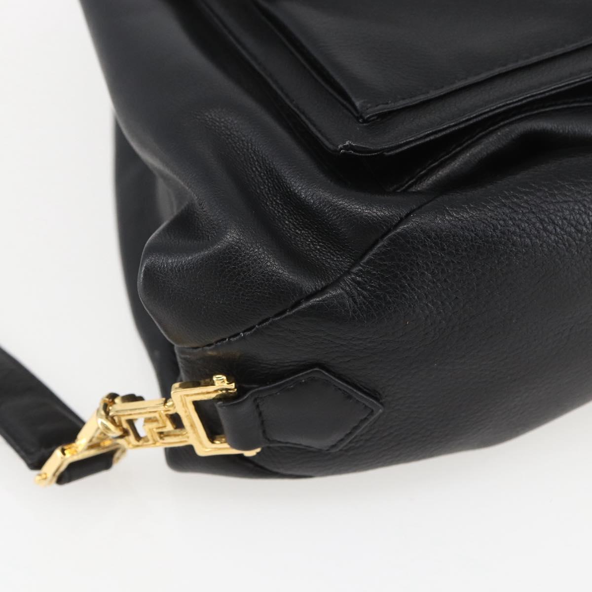 Gianni Versace Shoulder Bag Leather Black Gold Auth mr1669SAV