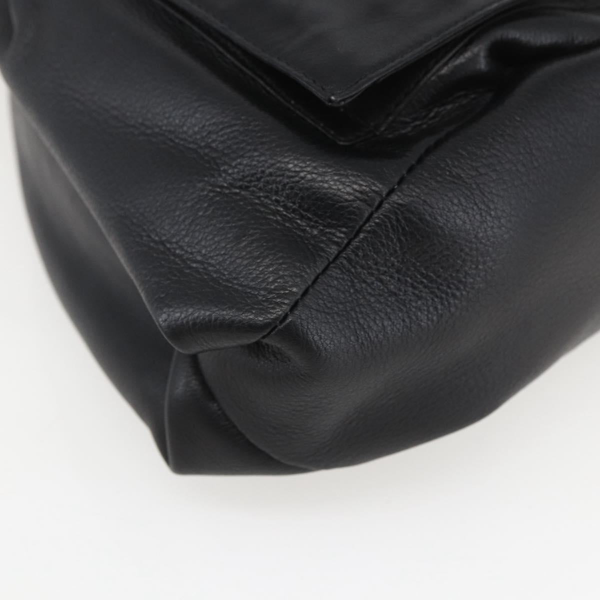 Gianni Versace Shoulder Bag Leather Black Gold Auth mr1669SAV