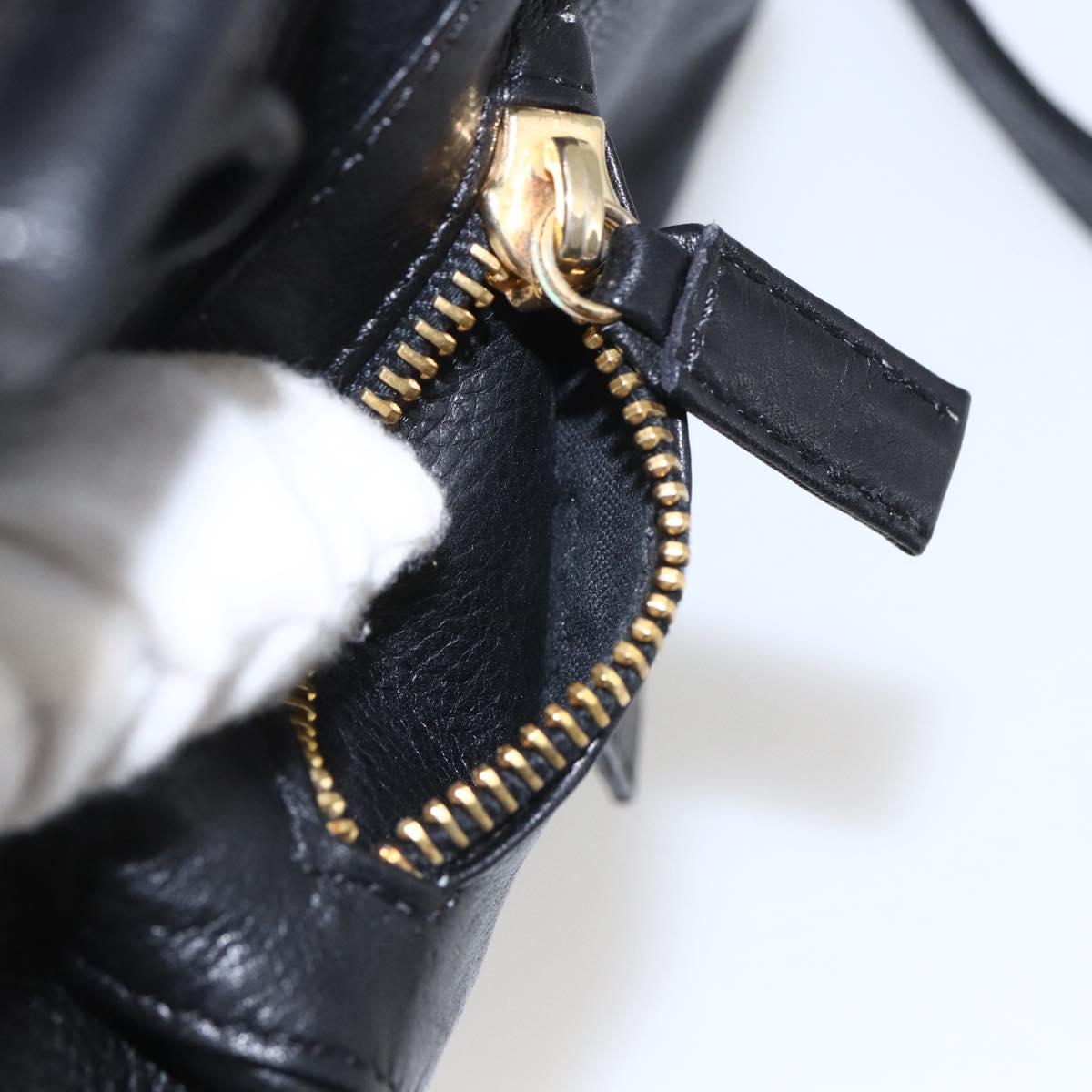 Gianni Versace Shoulder Bag Leather Black Gold Auth mr1669SAV