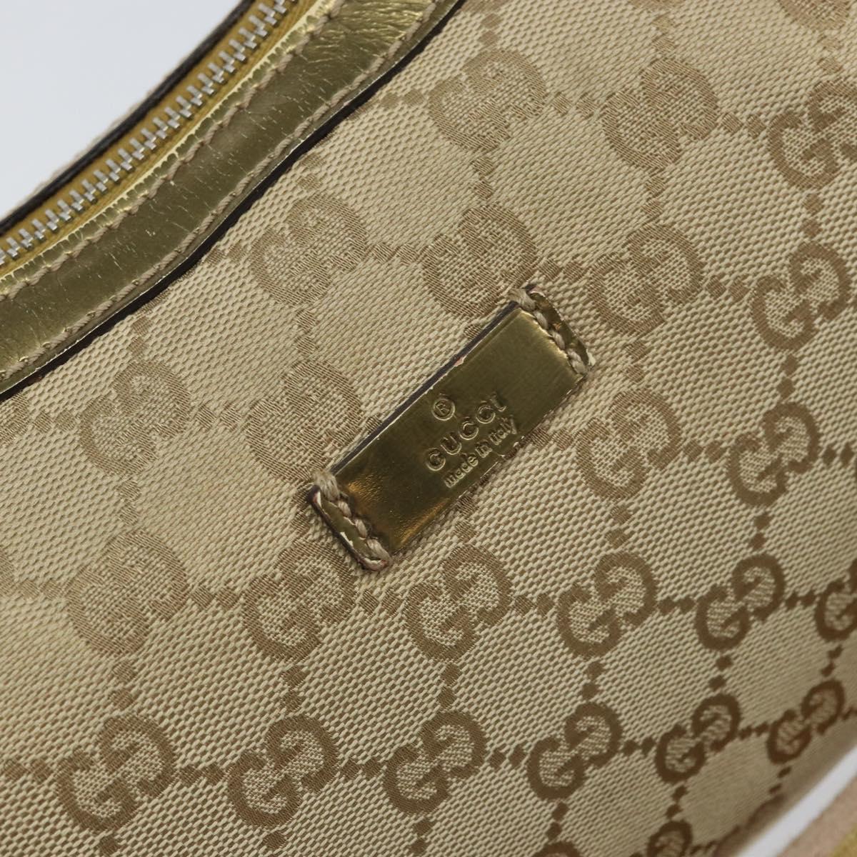 GUCCI GG Canvas Sherry Line Shoulder Bag Beige Gold 181092 Auth mr1685