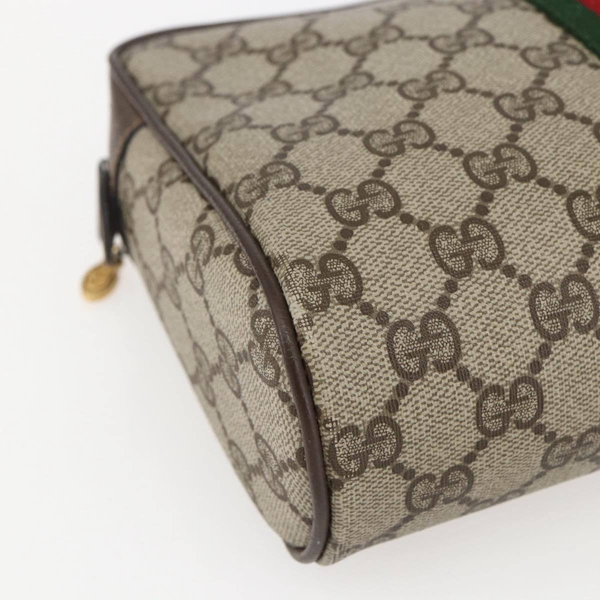 GUCCI GG Supreme Web Sherry Line Clutch Bag PVC Beige Gold 63 01 012 Auth mr1689