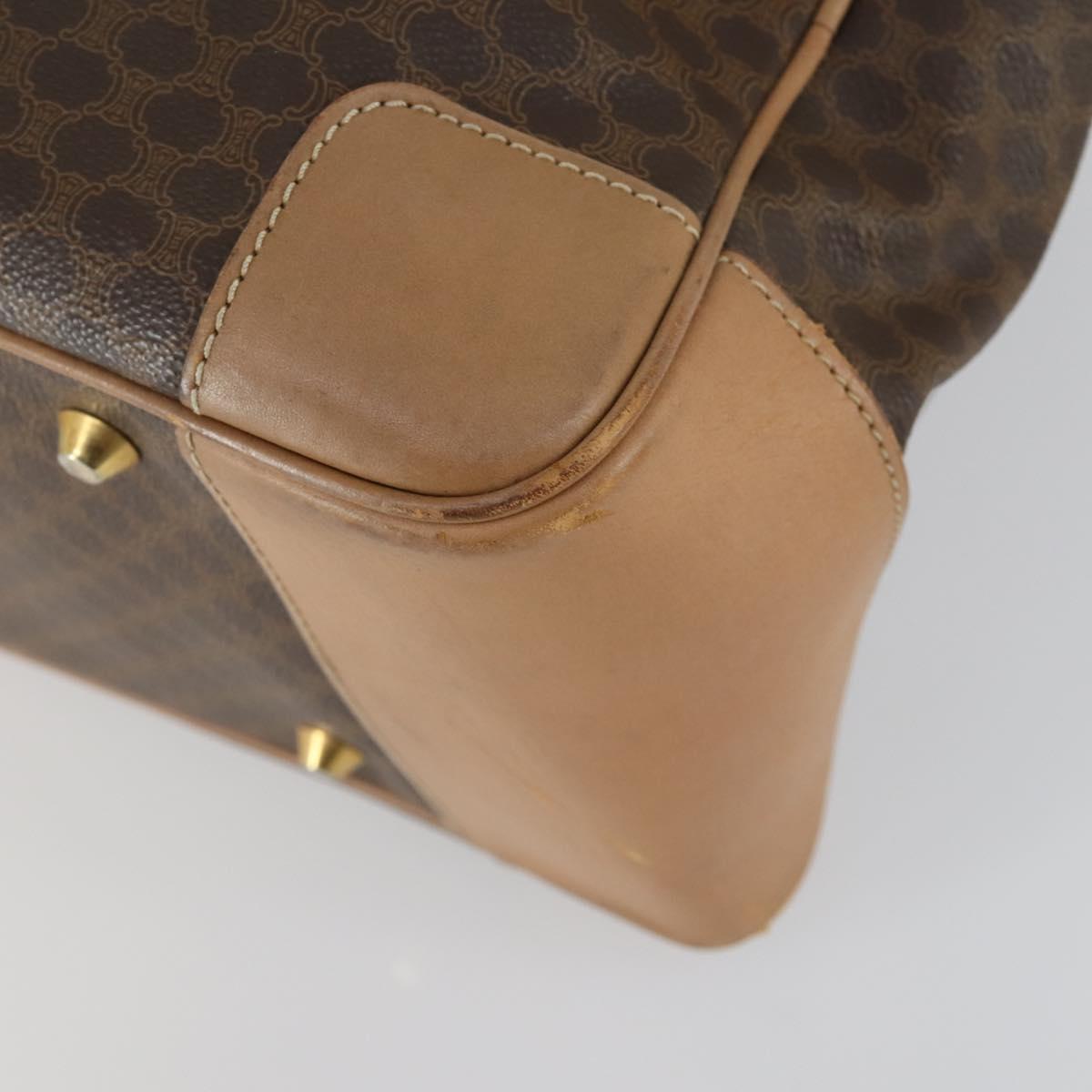 CELINE Macadam Canvas Hand Bag PVC Leather Brown Gold Auth mr1691