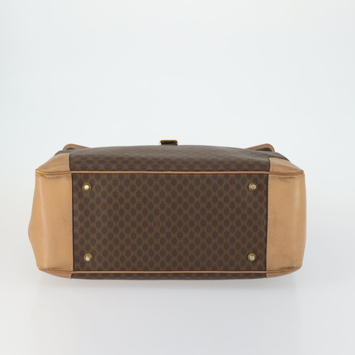 CELINE Macadam Canvas Hand Bag PVC Leather Brown Gold Auth mr1691