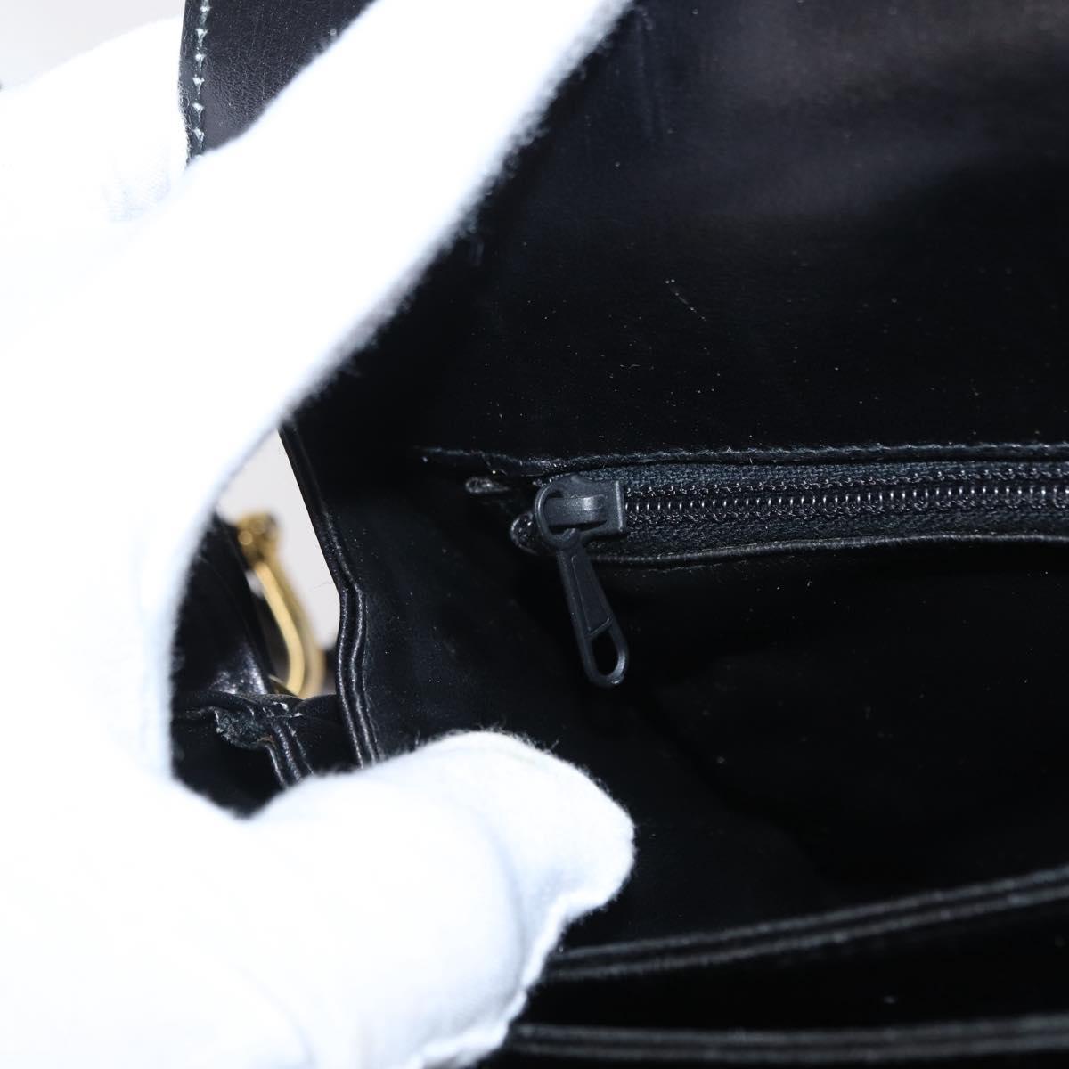 CELINE Horse Carriage Shoulder Bag Leather Black Gold Auth mr1692