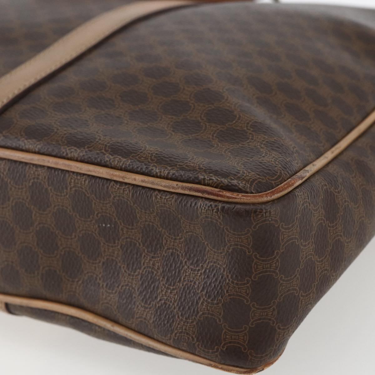 CELINE Macadam Canvas Business Bag PVC Leather Brown Gold Auth mr1694