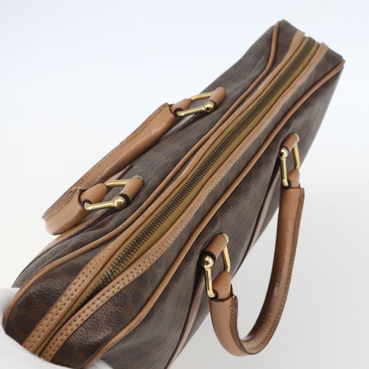 CELINE Macadam Canvas Business Bag PVC Leather Brown Gold Auth mr1694