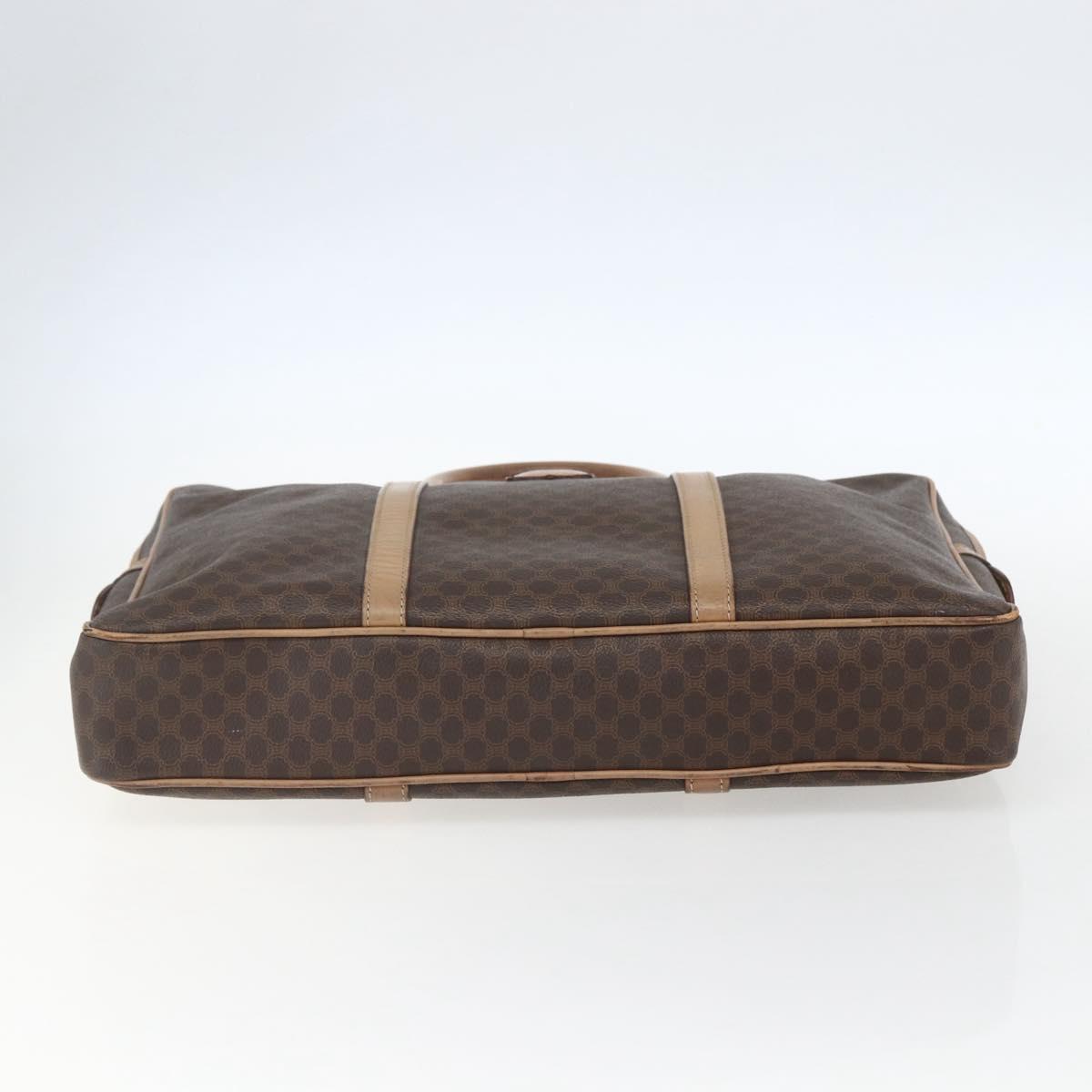 CELINE Macadam Canvas Business Bag PVC Leather Brown Gold Auth mr1694