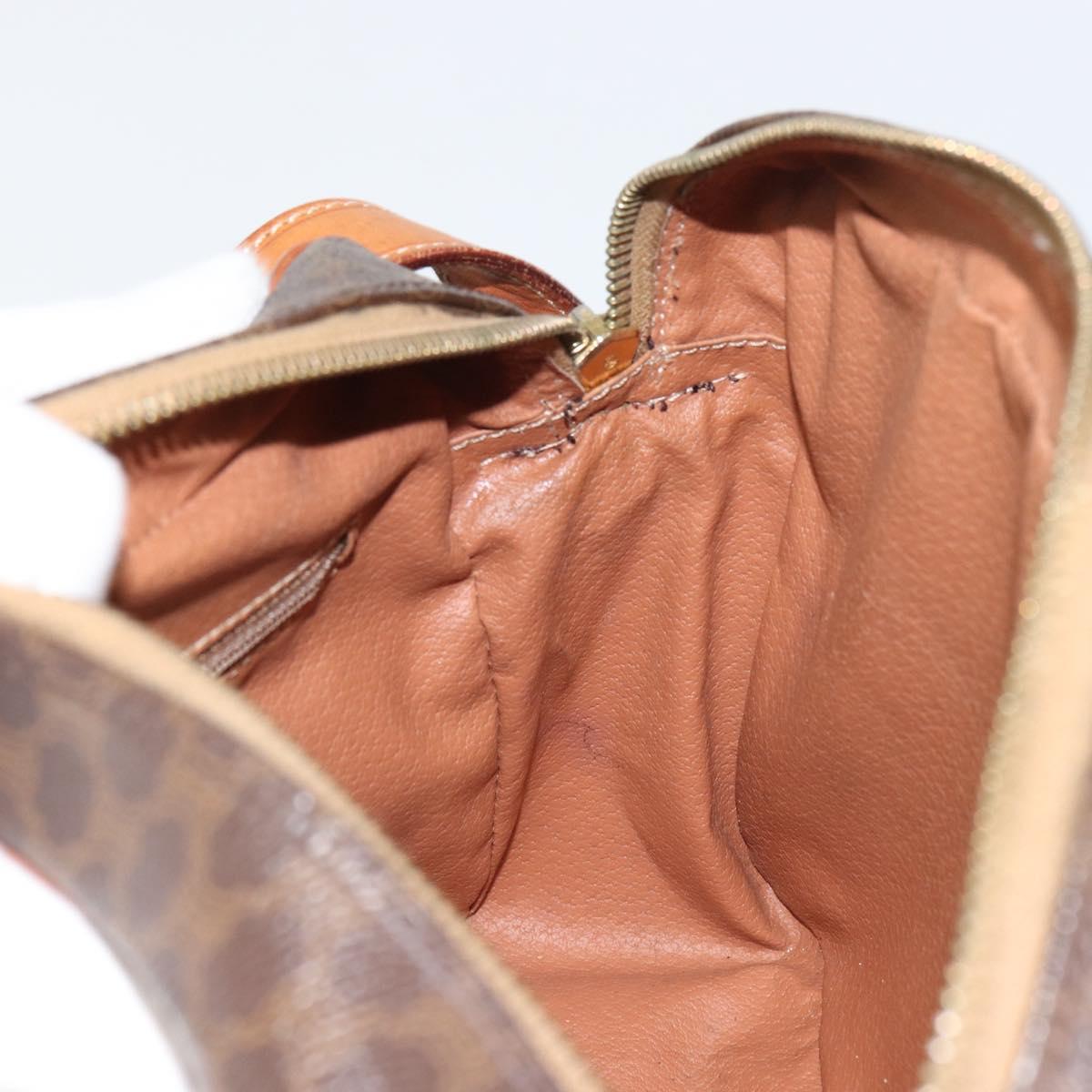 CELINE Macadam Canvas Shoulder Bag PVC Leather Brown Gold Auth mr1695