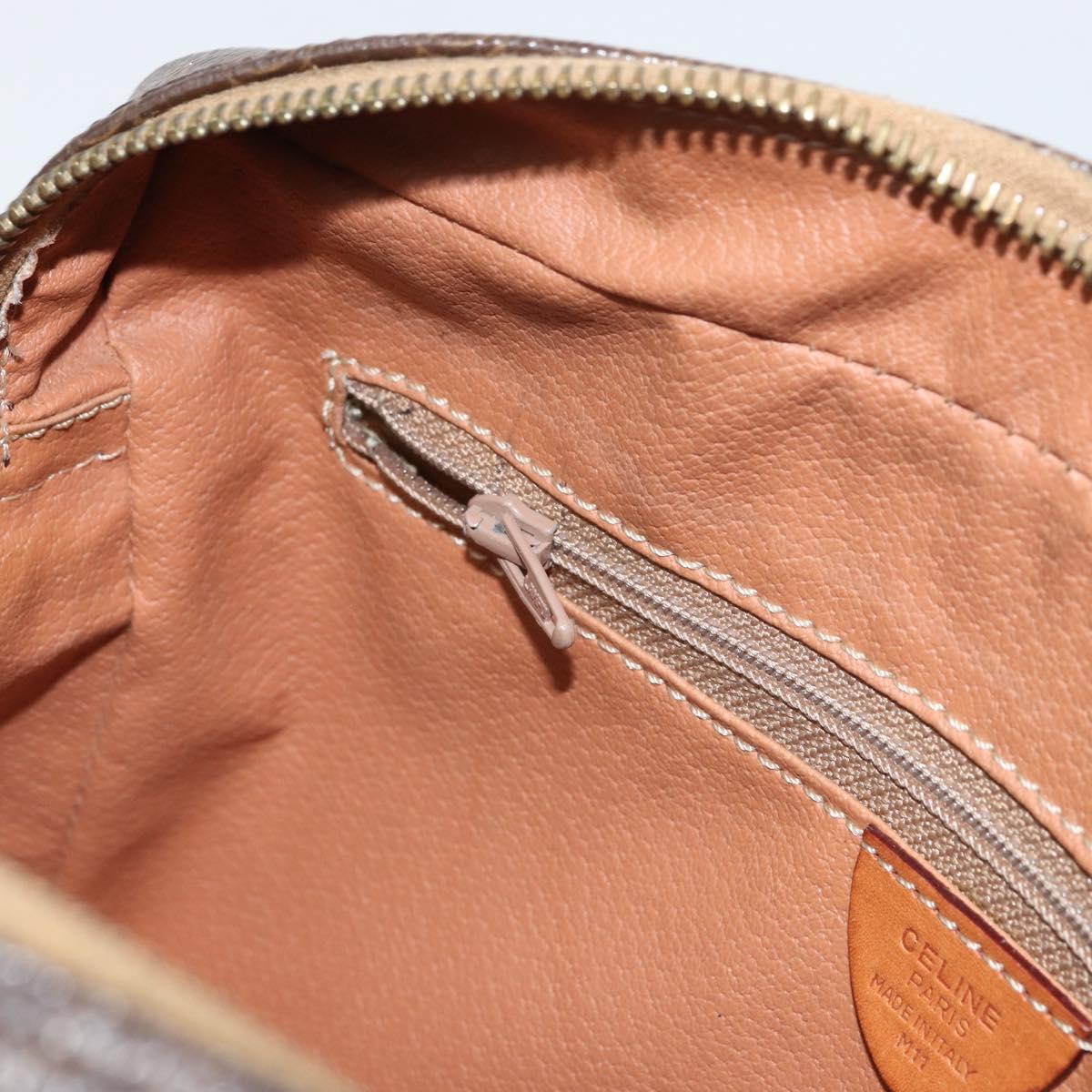 CELINE Macadam Canvas Shoulder Bag PVC Leather Brown Gold Auth mr1695